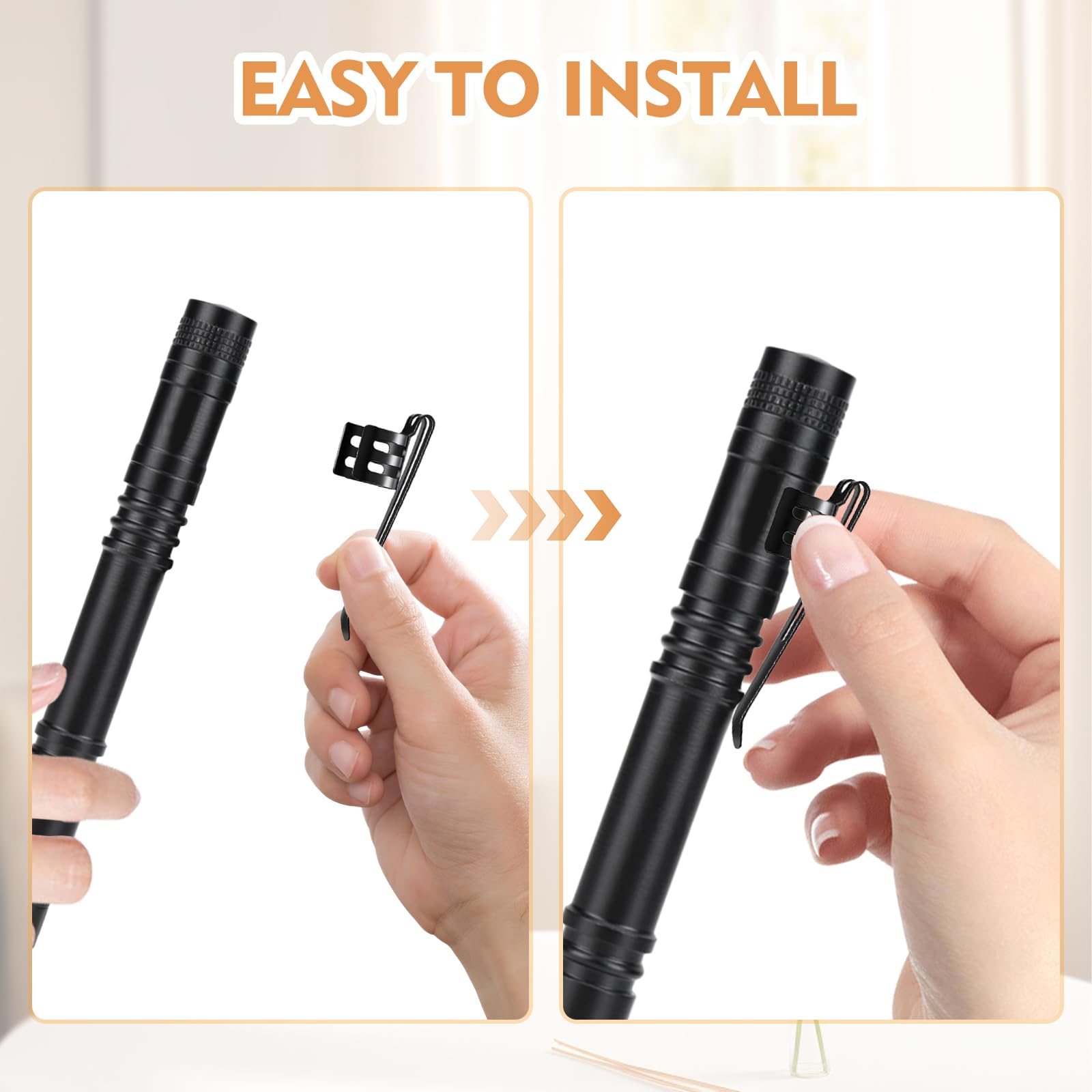 Hrxms 20 Pieces Replacement Flashlight Clip For Removable Accessories, Black Pocket Clip, Pen Clip, Durable、Lightweight、Portable