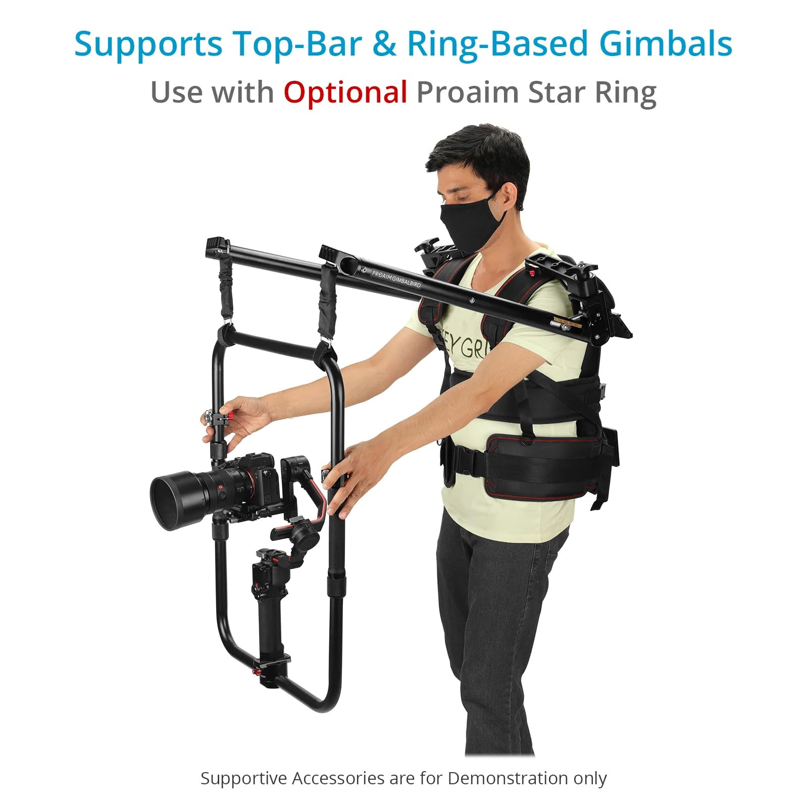 Proaim Gimbal-Bird Body Support Rig For 2-Axis / 3-Axis Camera Gimbals. Supports Top Handle-Bar & Ring-Based Gimbals & Payload Range: 5-15Kg/11Lb-33Lb (P-Gbd-01)