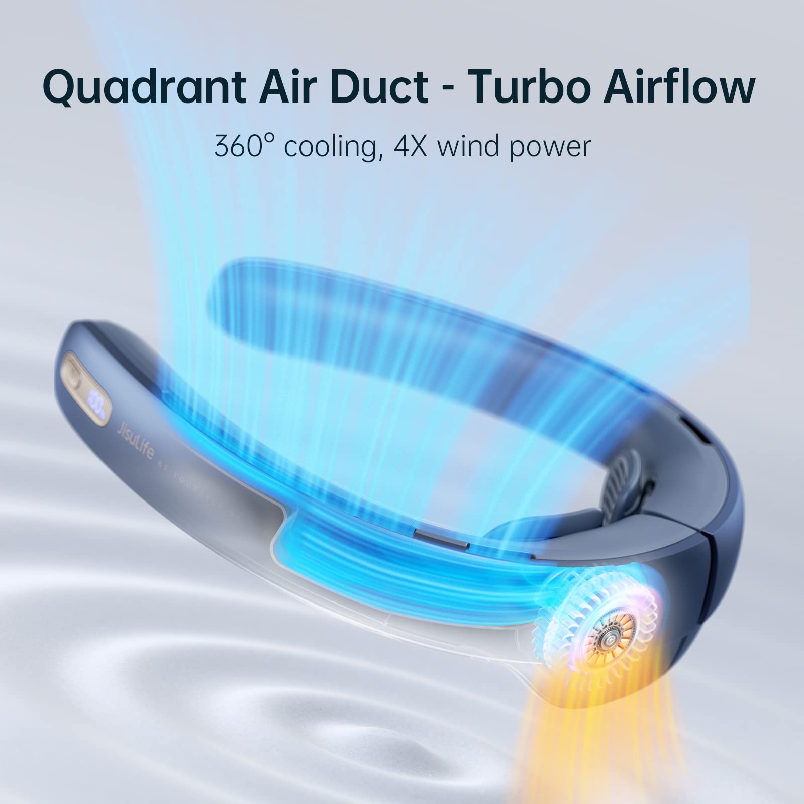 Jisulife Portable Neck Fan Pro, 100 Speeds Bladeless, Stepless Knob, Led Display, 5000Mah