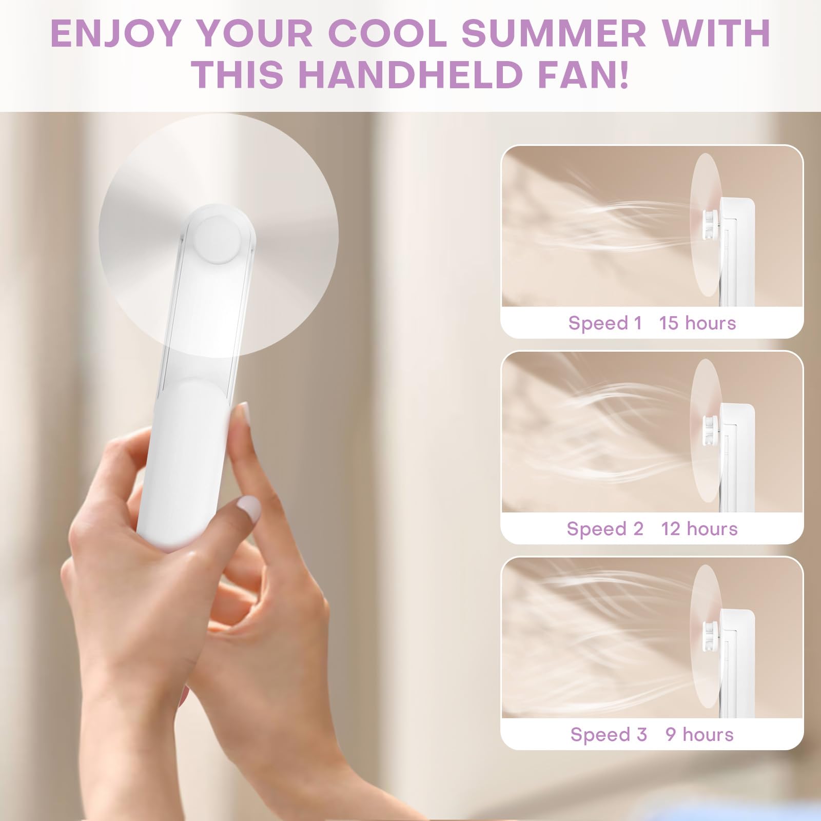 Nezylaf Handheld Mini Fan，Portable Small Pocket Fan，Rechargeable Personal Fan With Power Bank 2000Ma