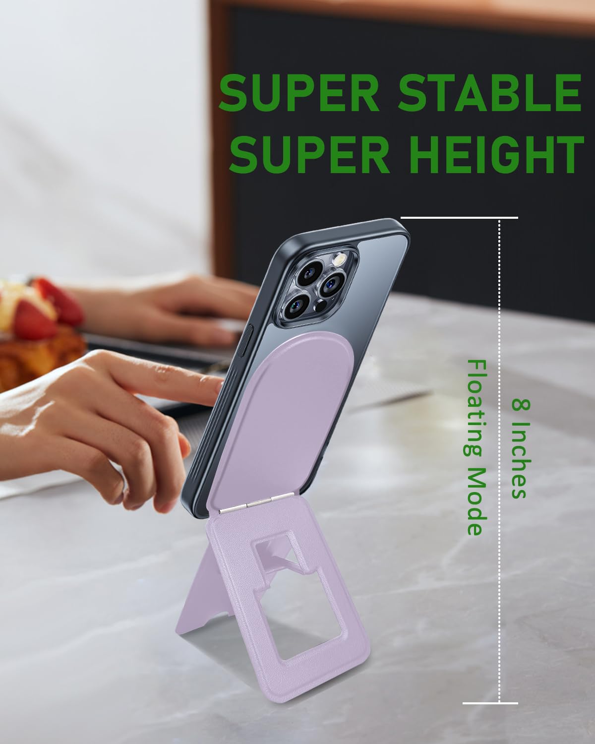 Guyefofo Phone Stand, Magnetic Phone Tripod, Eco-Friendly & Stain-Resistant Leather, Angle Adjustment & Strong Magnet Tripod For Iphone 16/15/14/13/12 (Included Metal Ring)-Purple