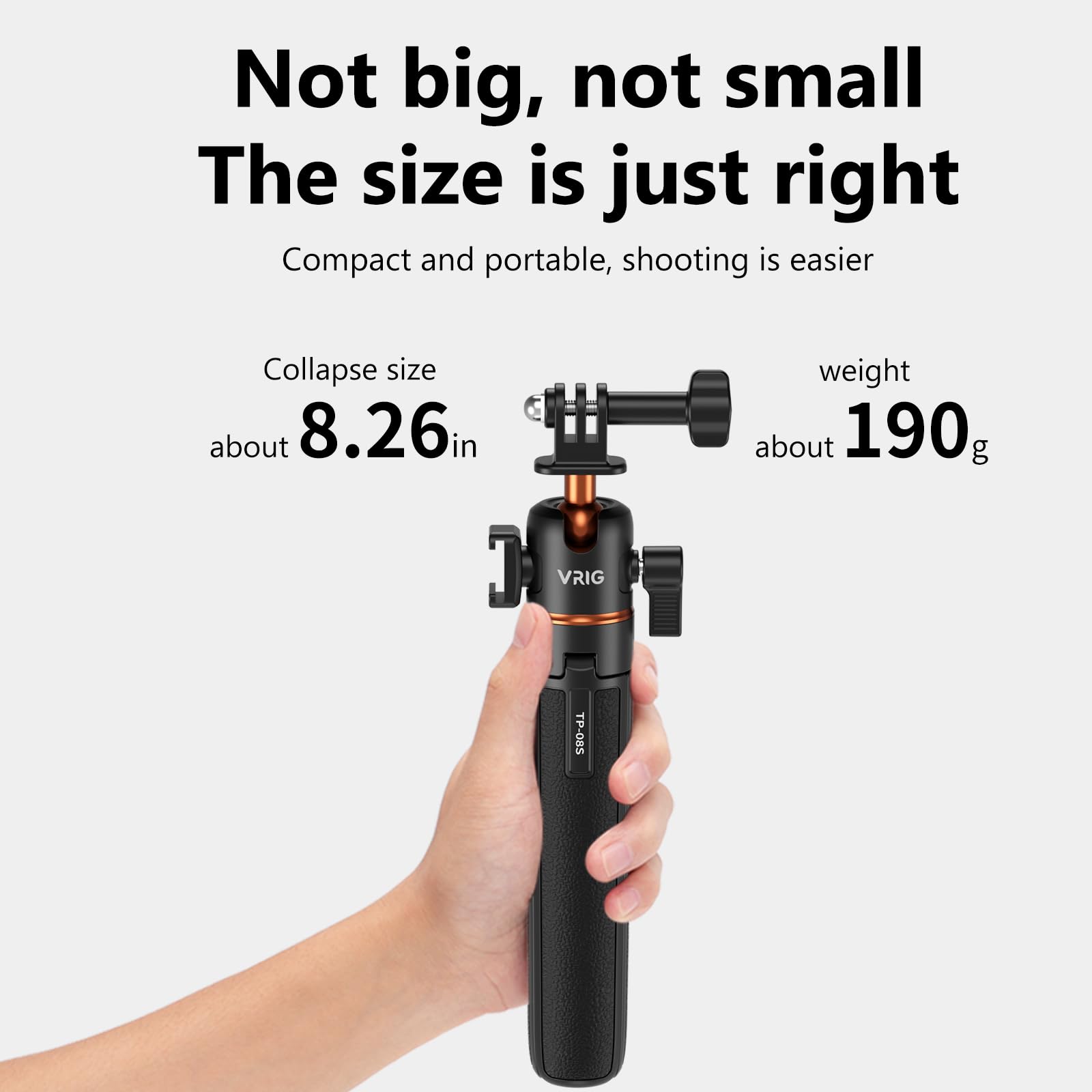 Vrig 21" Extendable Selfie Stick Tripod For Gopro, 360° Ball Head, Arbitrary Angle Adjustable Compact Camera Tripods For Gopro Hero 13 12 11 10 9 8 7/Dji Action 5 4 3/Insta360 Ace Pro