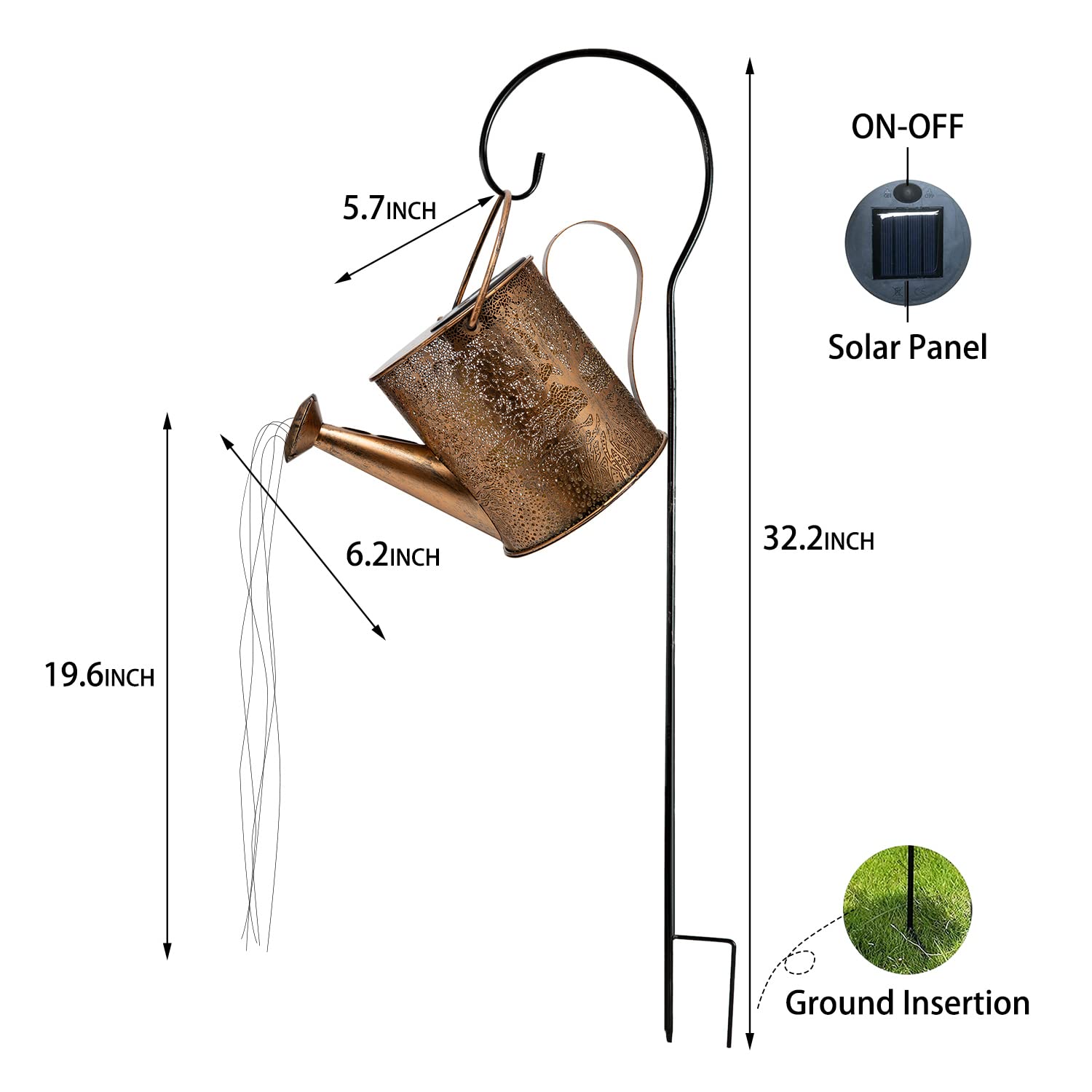 Jiajiamei Solar Lights Outdoor Garden Decor, Large Waterproof Watering Can Landscape Lights Outside Decorations For Yard Front Porch Patio Backyard Gardening Gift For Mom Grandma Women Birthday