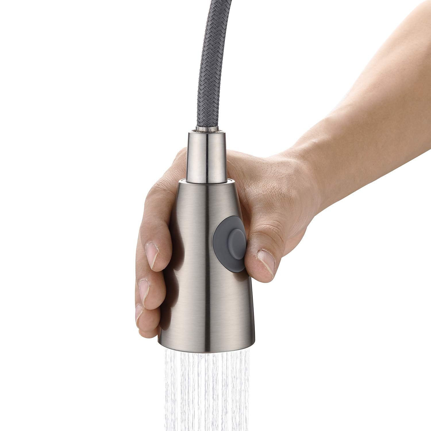 Duranryan Kitchen Faucet Sprayer Head 2-Function Nozzle Spout G1/2 Connector Pull Down Pull Out Kitchen Tap Hose Sprayer Filter Sink Spray Head Replacement Part Brushed Nickel