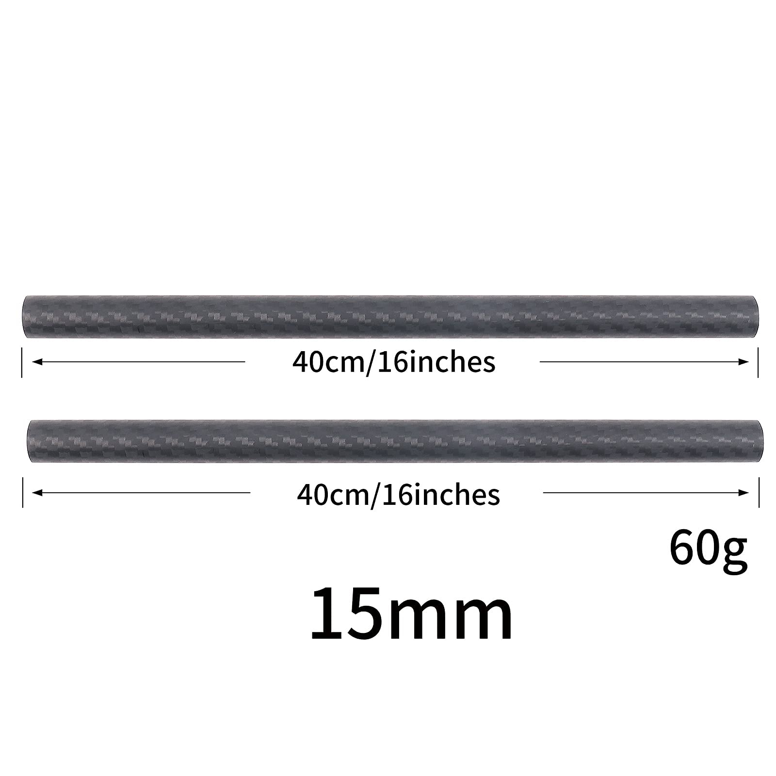 Focusfoto 15Mm Carbon Fiber Rods 40Cm/16Inch Length For 15Mm Rod Rail Support System Dslr Camera Rig (Pack Of 2)