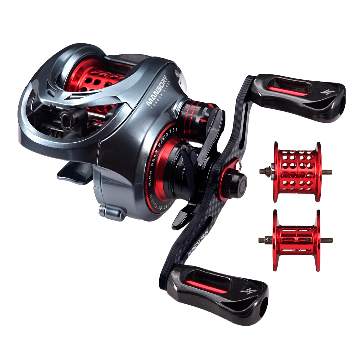Seasir Mansory Baitcaster Reels, Bfs Reels 7.3:1 Gear Ratio, 5.15Oz Ultra-Light Fishing Reels Bait-Casting, 11+1 Hybrid Ceramic Bb, Double Spools, Carbon Fiber Frame, Heavy Duty, Smooth, Freshwater Saltwater