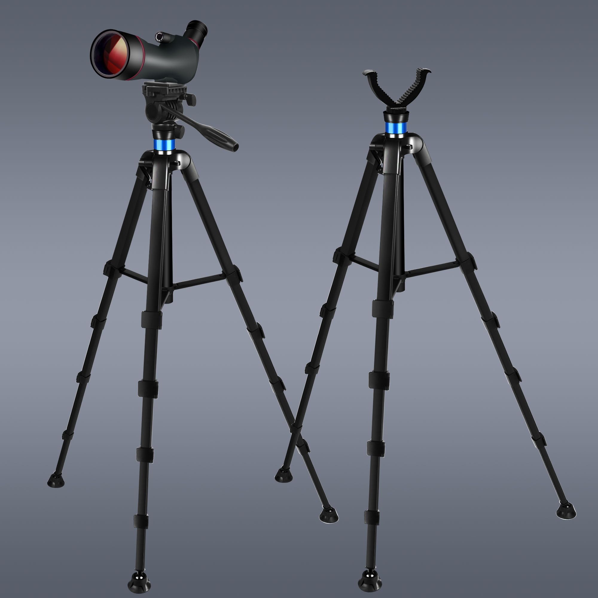 Lcncy 72.4 Inch Spotting Scope And Binoculars Heavy Duty Tripod, Shooting Hunting Rest V Yoke Stand With Binoculars Adapter, Compatible With Monocular/Astronomical Telescope/Dslr Camera/Projector(Load 22Lb)