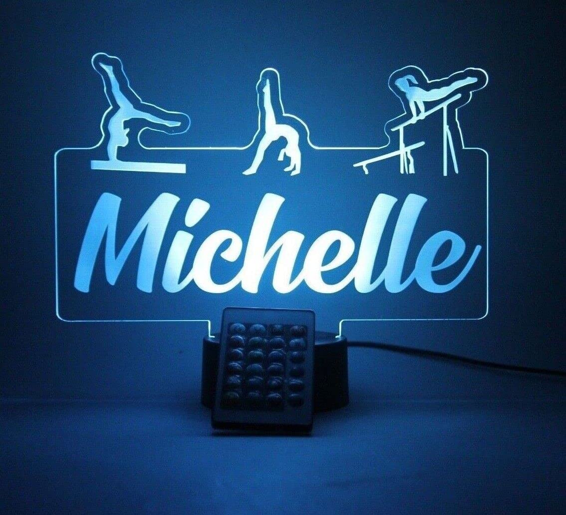 Mirror Mania Gymnast On Beam Bars Floor Night Light Up Lamp Led Personalized Name Engraved Gymnastics Athlete Gymnasts Tumbler Desk Table Lamp - It'S Wow, With Remote, 16 Color Options, Great