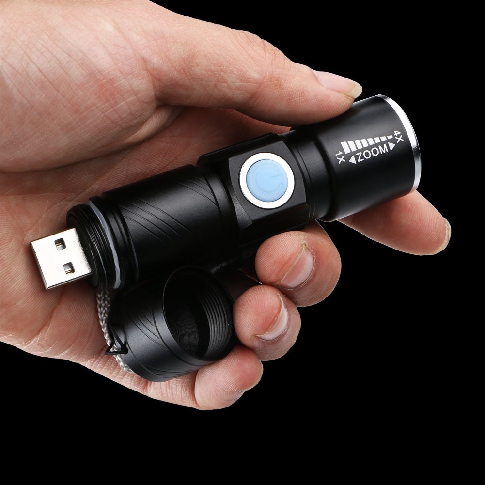 Xy Zone Wreow Mini Usb Rechargeable Flashlight Led Flashlights 3 Light Modes And Zoomable, Ip65 Water-Resistant Super Bright Pocket Torch Light For Camping, Hiking, Emergency, Edc (2 Pack)