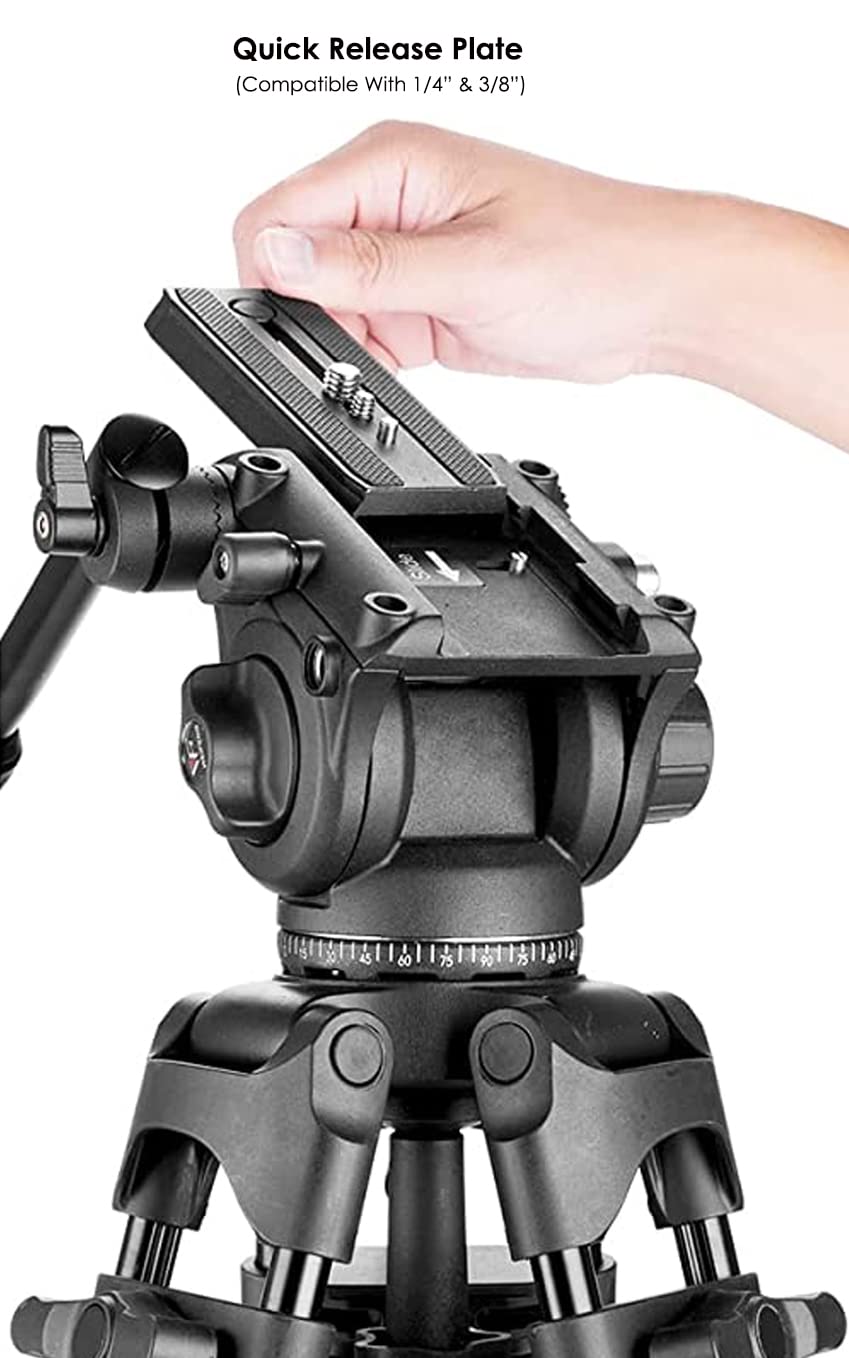 Digital Nc Professional Quad Tube Aluminium 72" Tripod For Jvc Gy-Hm200 (Fluid Head)