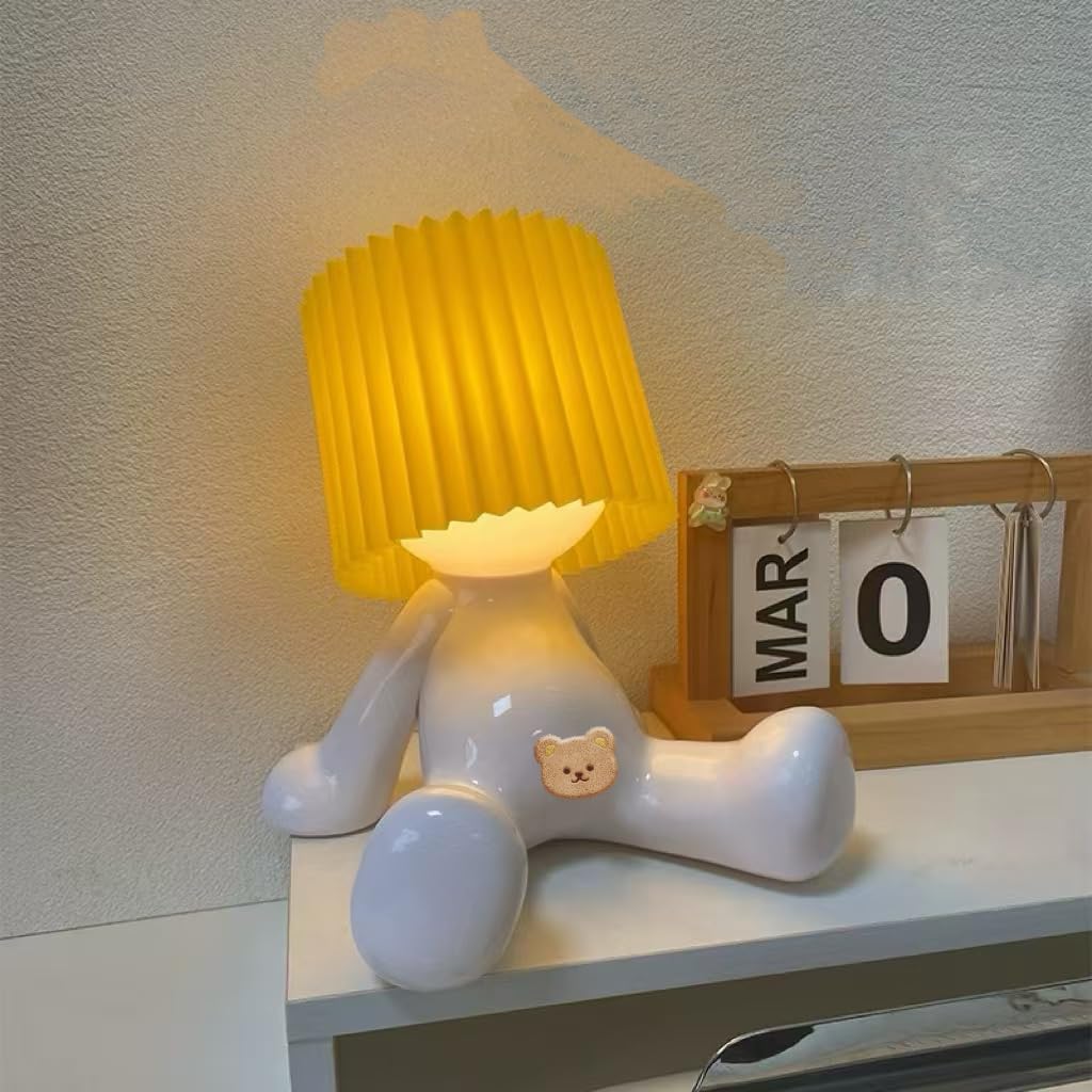 Osiweixun Bedside Night Light,Shy Boy Table Lamp，Mothers Day For Mom Wife, Birthday Christmas For Men Women Boyfriend Girlfriend, Funny Anniversary Gag , White Elephant For Adults