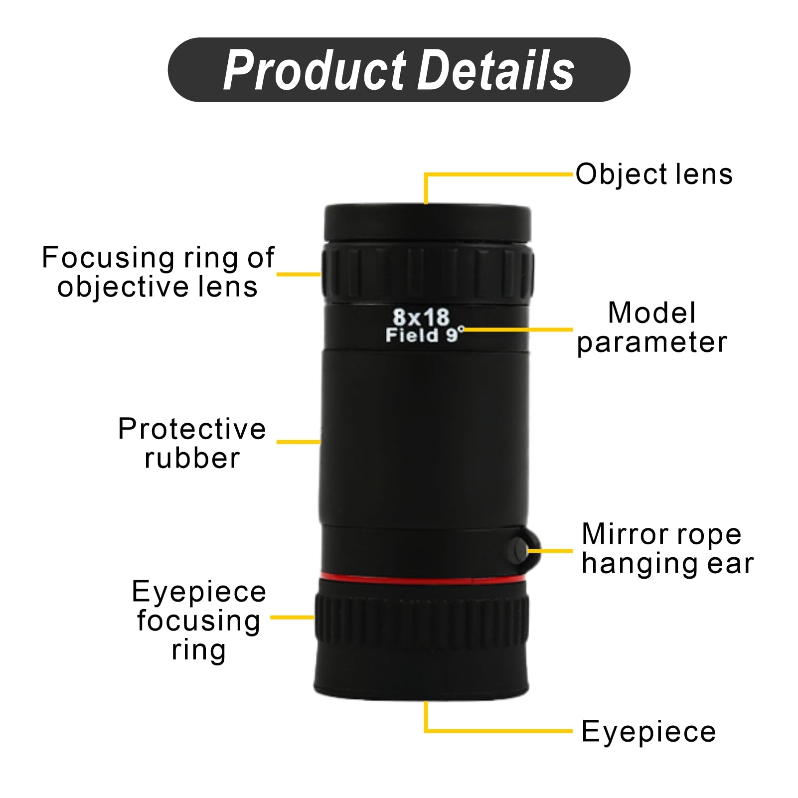 Electrilucn 8X18 Mini Monocular Telescope Monoculars For Adults High Powered Hd Portable Monocular Shimmering Night Vision Lightweight Pocket Monoscope For Kids