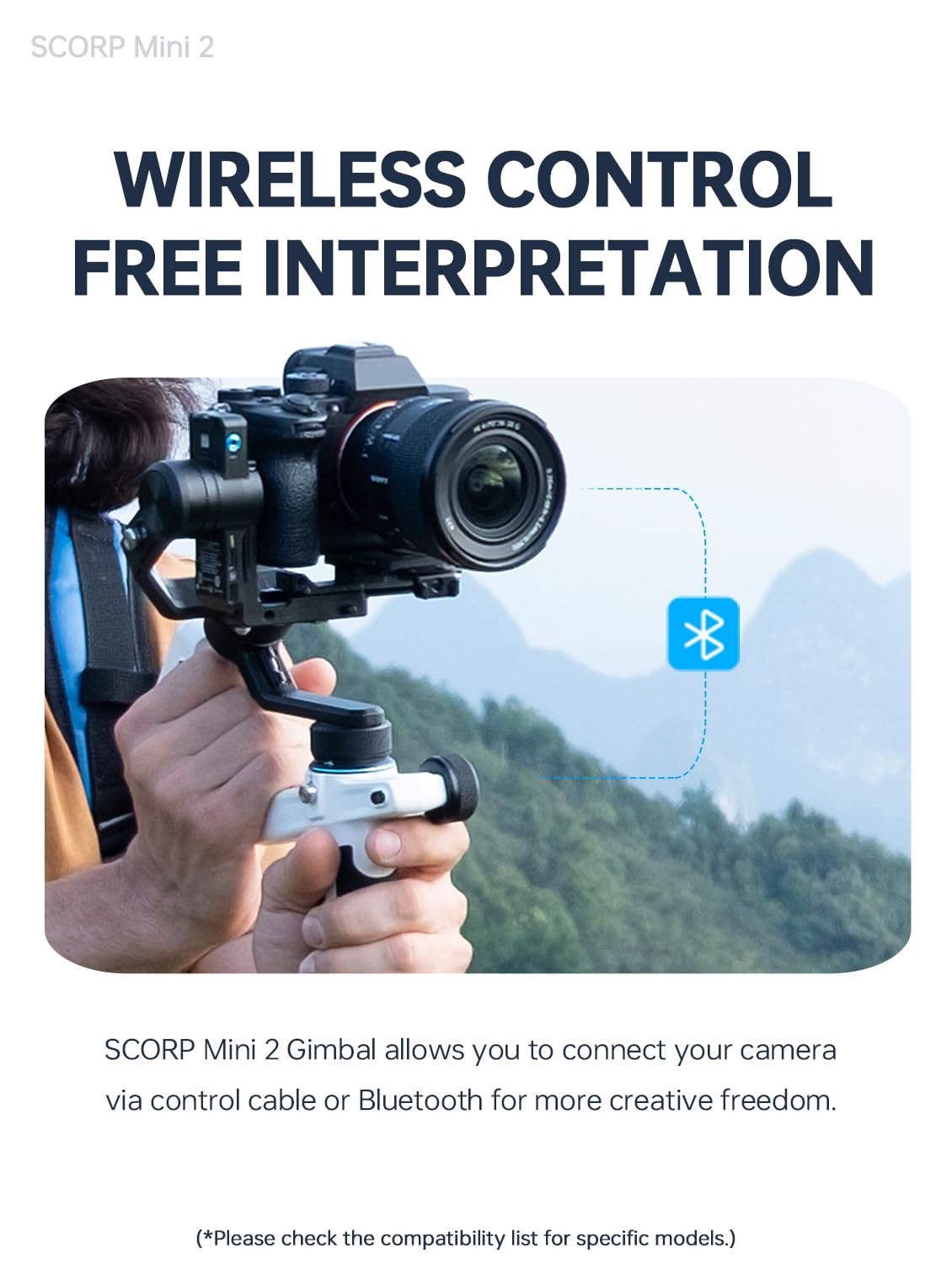 Feiyutech Scorp Mini 2 [Official] Gimbal Stabilizer With 3 Axis, All In One Gimbal For Mirrorless Cameras,Smartphone,Action Cameras,Built-In Ai Tracker,Vertical Quick Release Plate,Black