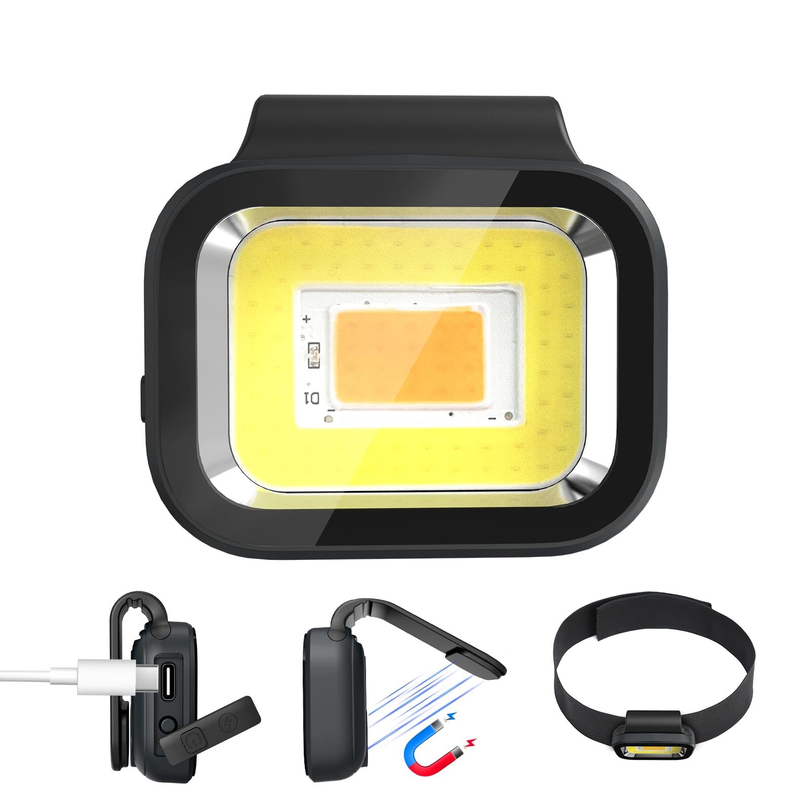 Matonze Running Lights, Ip66 Waterproof Clip On Running Flashlights For Runners, 6 Modes Lightweight Rechargeable Safety Light For Joggers Running Camping Hiking Emergency (Black)