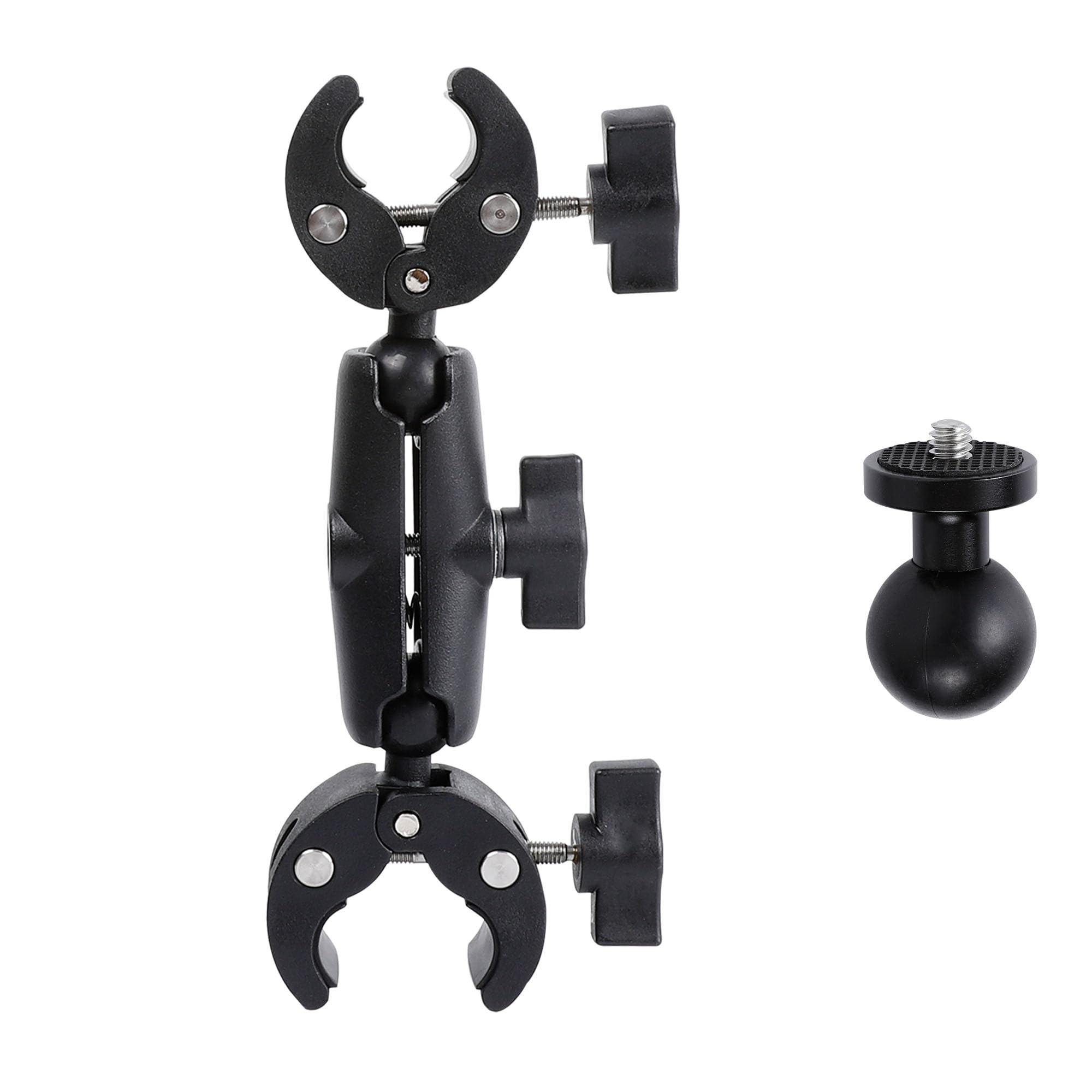 Pellking Double Clamp Mount Bracket Monitor Magic Socket Arm W/1/4"-20 Ball Head For Desk Photo Studio Light Stand, Photography Reflector, Photo Boom Stand, Cross Bars, Umbrella, Insta360 Camera Accessories