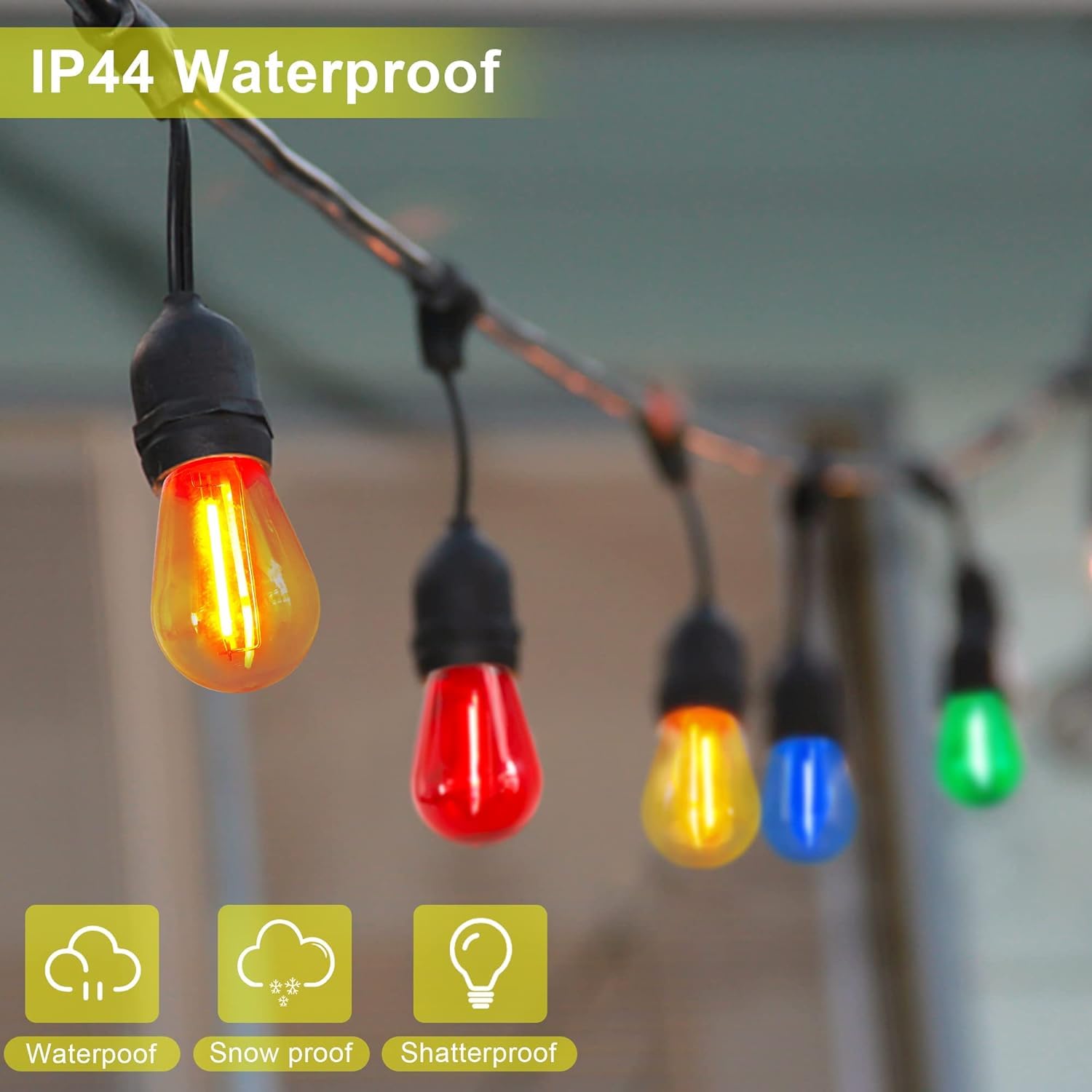 Minsily Sxminer 15 Pack S14 Led Bulbs Blue 2W Plastic Shatterproof Led Replacement Bulbs For Outdoor String Light Led Edison Bulbs E26 Base Decorative Bulbs For Christmas Wedding Party Home Patio Decor(Blue)