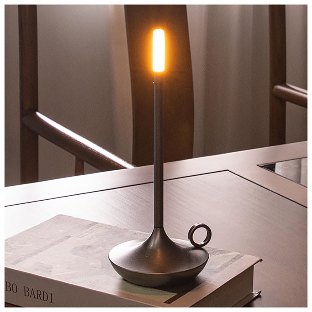 Lllunimon Retro Led Cordless Table Lamp, Rechargeable Led Desk Lamp With 3 Levels Brightness, Candle-Shaped Desk Lamp For Home,Dinner Table,Bedside