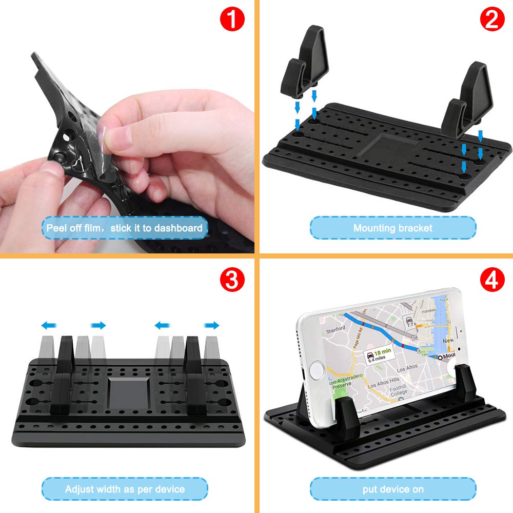 Finegood Phone Holder For Car With Air Vent Brush, Universal Silicone Car Cellphone Mount Antislip Vehicle Mobile Phone Gps Mounting Mat