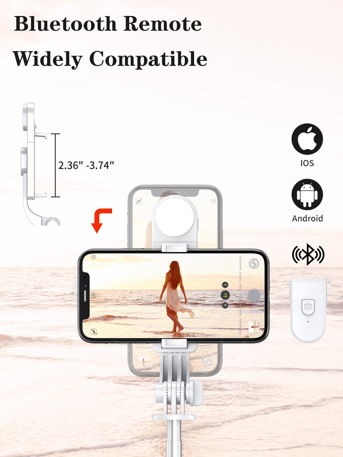 Yeaki Selfie Stick Tripod With Wireless Remote, 46'' Cellphone Selfie Stick Tripod With Led Fill Light, For Iphone 16/15/14/14 Pro/13/13 Pro/12/11/11 Pro/Xs Max/Xs/Xr/X/8/7 And Android Smartphone()