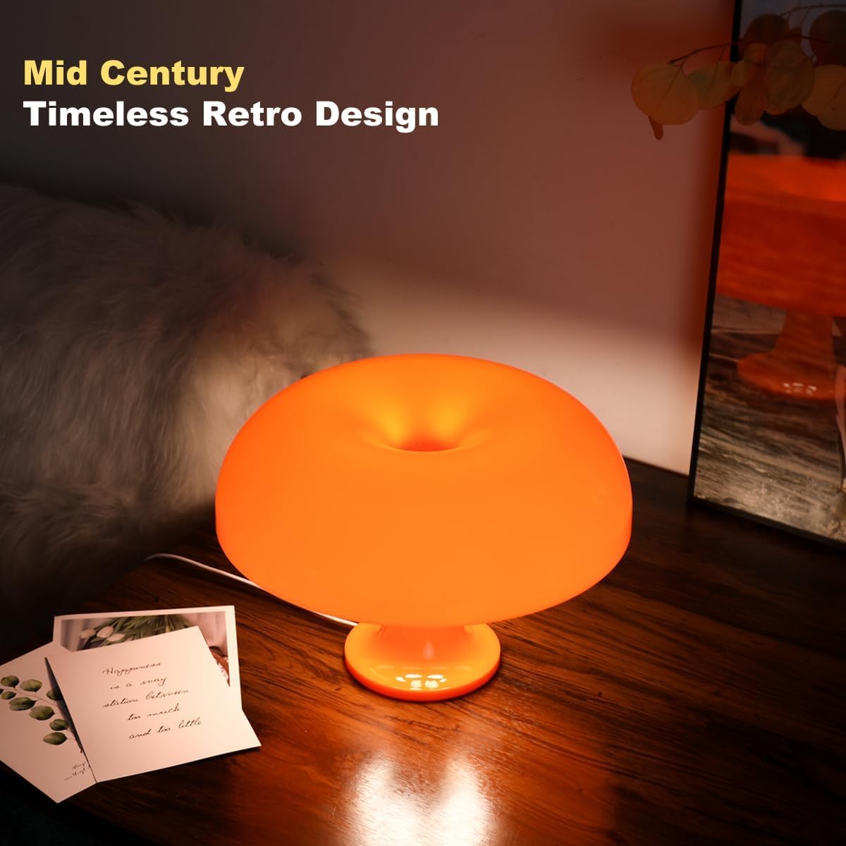 Ldsk Orange Mushroom Lamp For Room Aesthetic Modern Lighting For Bedroom Mid Century Modern Lamp Mushroom Table Lamp Cool Retro Living Room Decor & Bedroom Decor