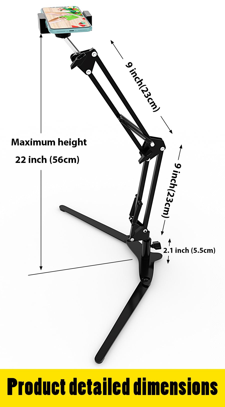 Mlsac Overhead Phone Mount With Holder, Phone Stand For Recording, Adjustable Tabletop Stand For Live Streaming Online Video And Food Crafting Demo Drawing Sketching