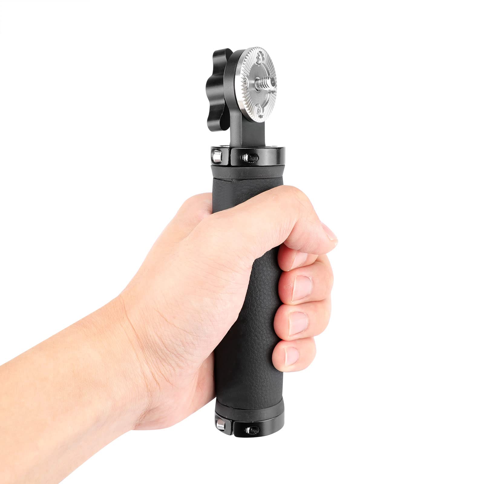 Szrig Aluminum Rosette Rubber Handle Grip With Rosette M6 Thumbscrew Connection For Dslr Camera Monitor
