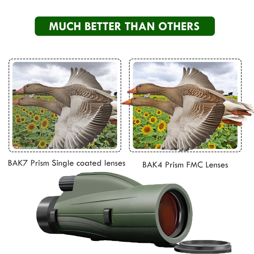Mocanio 12X50 Monoculars For Adults High Powered Panoramic Low-Light Night Vision Monocular Portable Telescope - Waterproof Monoculars -Bak4 Prism Fmc For Bird Watching Hunting