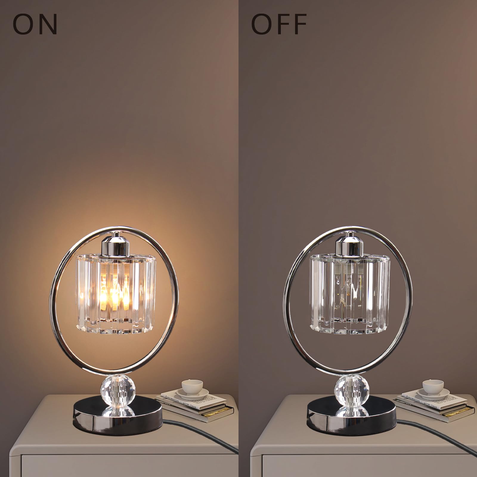 Cainjiazh Bedside Table Lamps Small Table Lamp For Bedroom Small Bed Side Light With E26 Minimalist Nightstand Light Lamp, Desk Lamps For Reading Room, Kids Room, Living Room, Office, Dorm(Chrome)