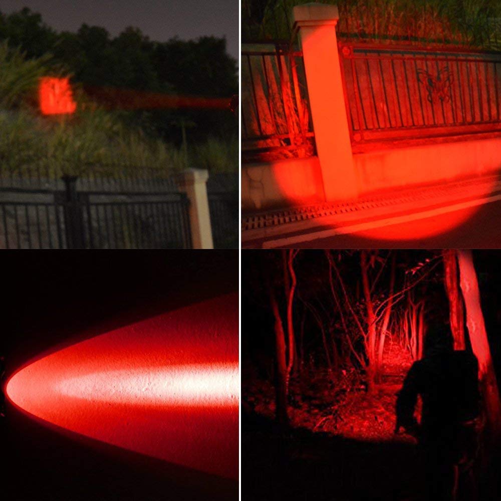Ploarnovo Red Light Flashlight Single Mode Zoomable Powerful Red Flashlight For Astronomy, Aviation, Night Observation,3-Pack