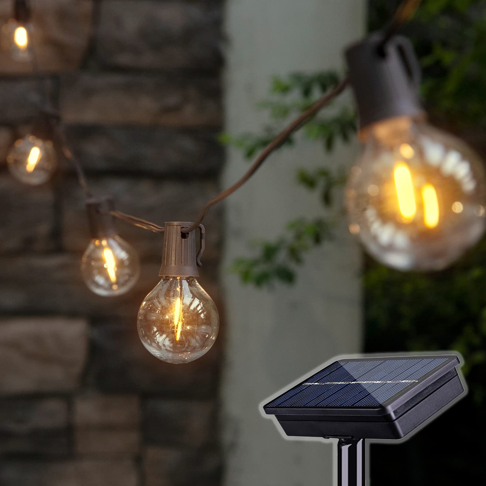 All Fortune Solar Outdoor String Lights, 15Ft G50 Patio Lights String Waterproof With 10 Warm White Led Shatterproof Bulbs, Perfect For Garden, Backyard, Pergola, Party, Cafe, Camping Decoration