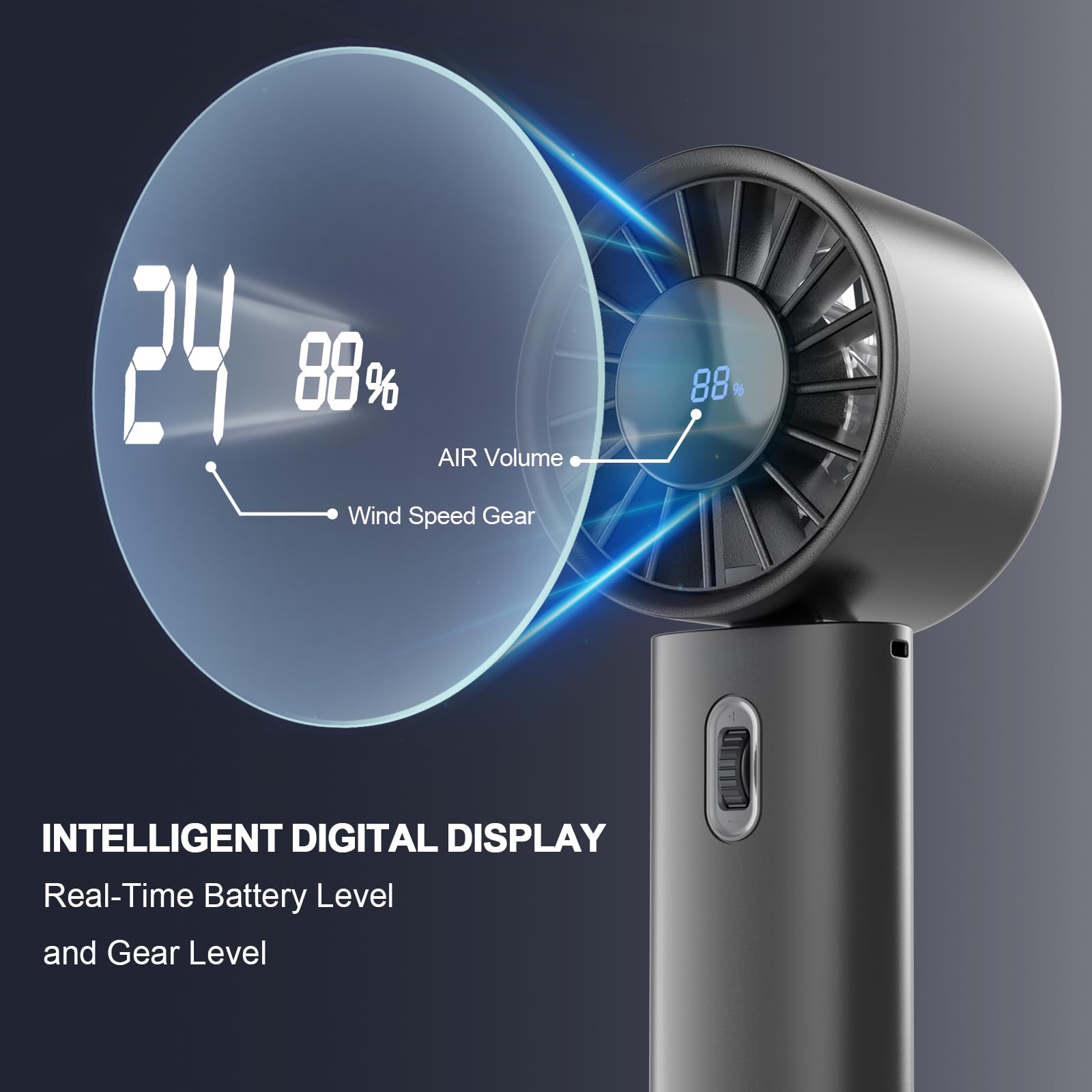 Portable Fan, 1-100 Speeds Adjustable Personal Fan With Memory Function, 4200Mah Battery Operated