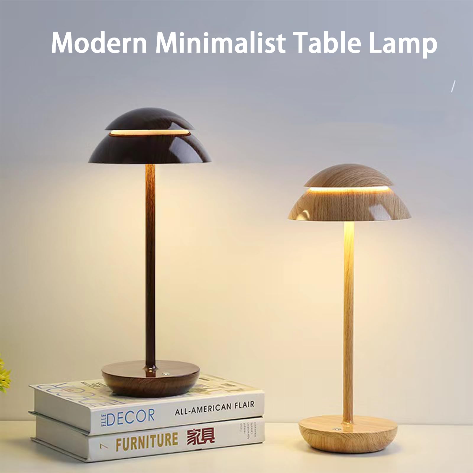 Osbrand Portable Cordless Table Lamp With Touch Sensor Control, 4000Mah Battery Powered Table Lamp, 3 Color Stepless Dimmable Battery Powered Lamp, Night Light For Kids Nursery, Bedroom/Desk/Cafe(Wood)