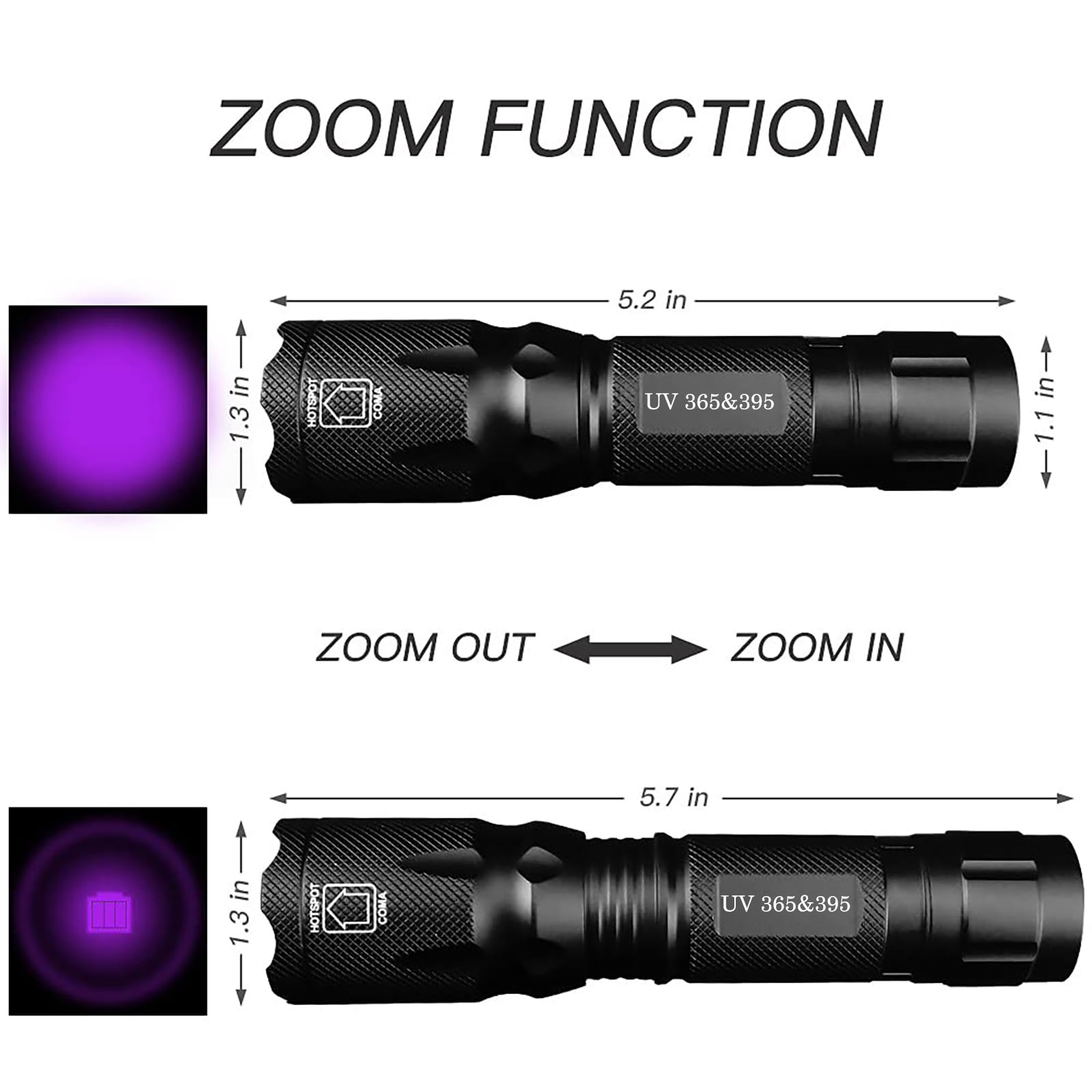 Hsxmn Uv Flashlight With Rechargeable Battery, 365Nm & 395Nm Ultraviolet Blacklight Detector For Dry Dog Urine Stains, Black Light Torch For Resin Curing, Fluorescent Agent, Scorpions Finder