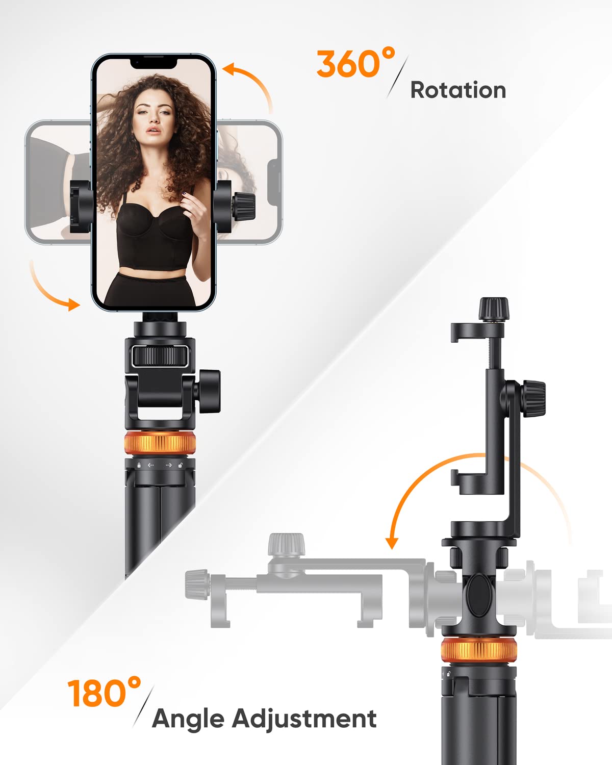 Eucos 62" Phone Tripod, Tripod For Iphone & Selfie Stick Tripod With Remote, Extendable Phone Tripod Stand & Travel Tripod, Solidest Cell Phone Tripod Compatible With Iphone/Android