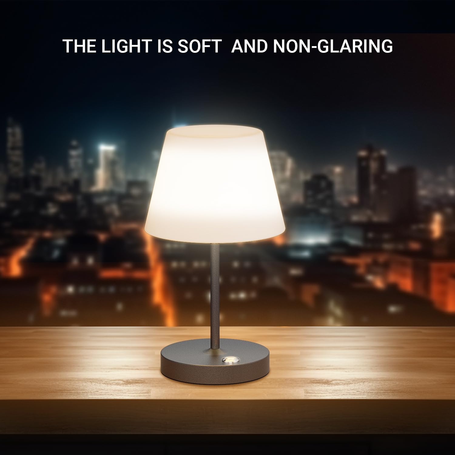 Irotine 2 Pack Outdoor Battery Operated Table Lamp Waterproof, 6000Mah Cordless Table Lamps, 3 Color Stepless Dimmable Battery Powered Lamp For Dinner/Restaurant/Bedroom/Bars/Camping(Black)