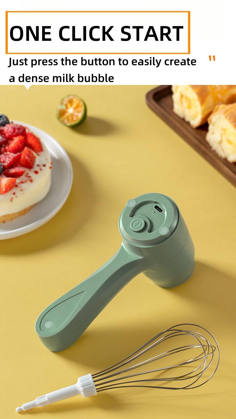Taolivingmart Immersion Blender Handheld, Hand Blender Electric With Usb Rechargeable, Stainless Steel Blade Stick Blender With Whisk, For Coffee Latte,Hot Chocolate, Egg (White)