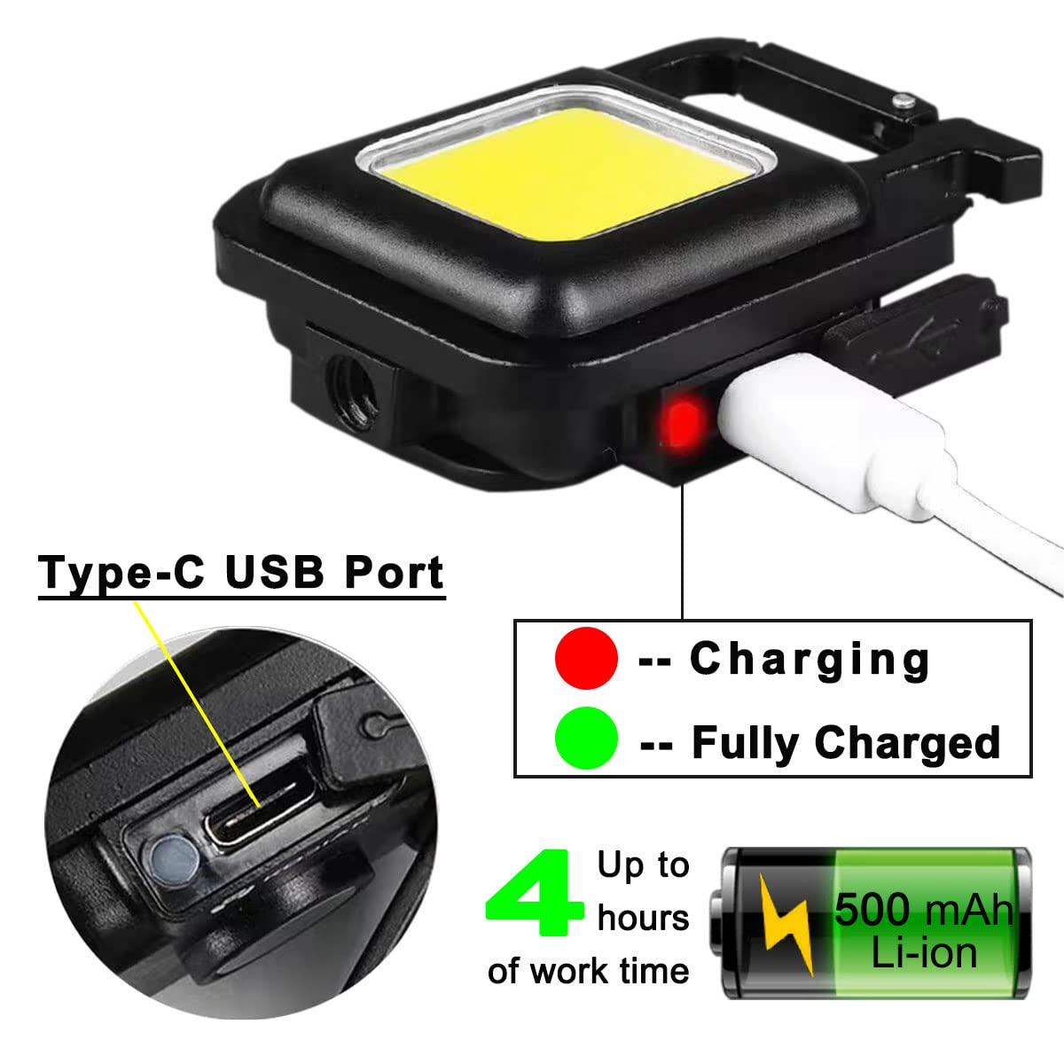 Logrand Rechargeable Led Light Built-In Lithium Battery Small Size With 4 Lighting Modes Magnet Bracket Bottle Opener Waterproof Design Long Lighting Time