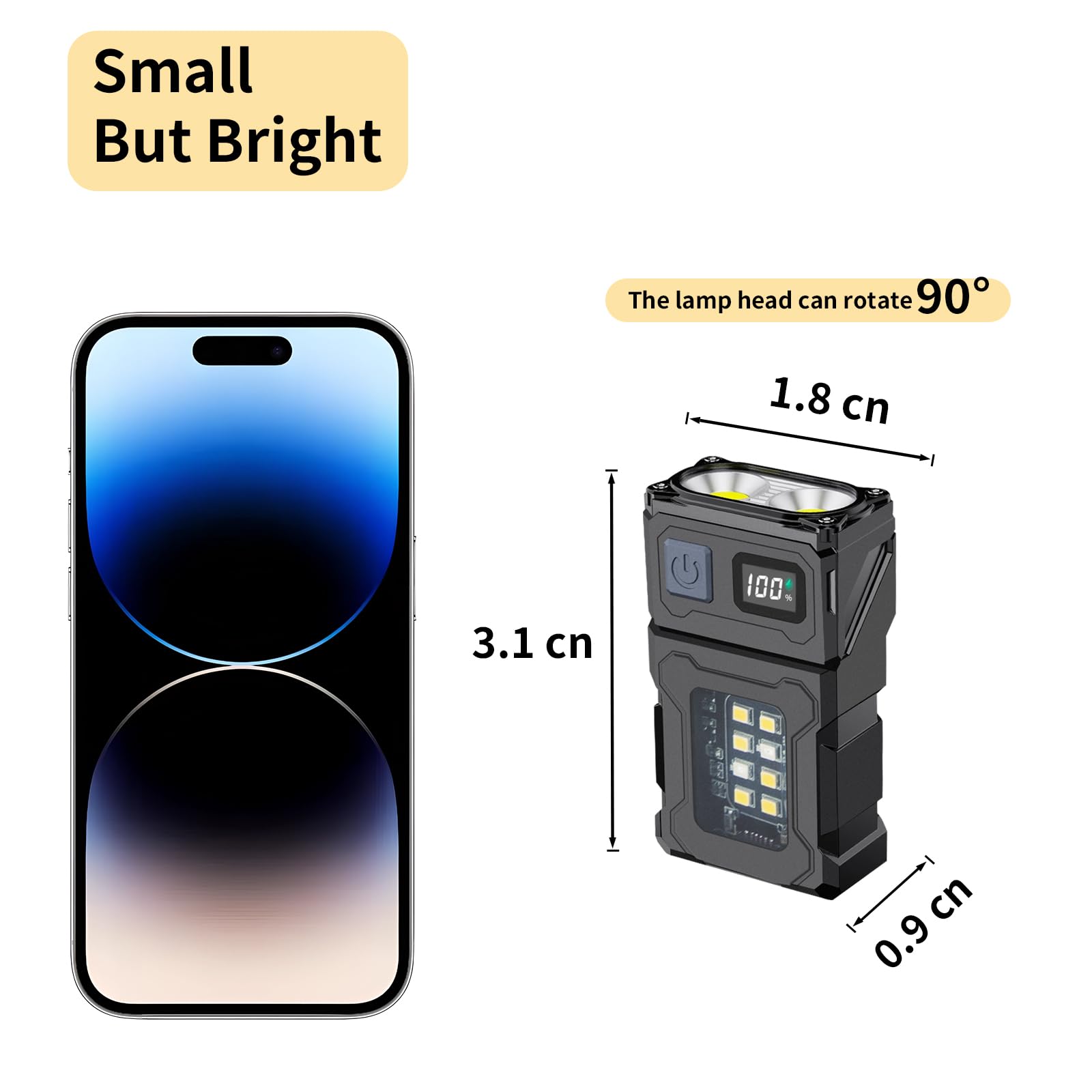 Keep Shinning Keychain Flashlight Hight Lumen, Rechargeable Edc Flash Light 850 Lumens With Back Clip, Small Compact Magnetic Led Flash Lights For Walking, Cycling, Emergency, Red Signaling Tool