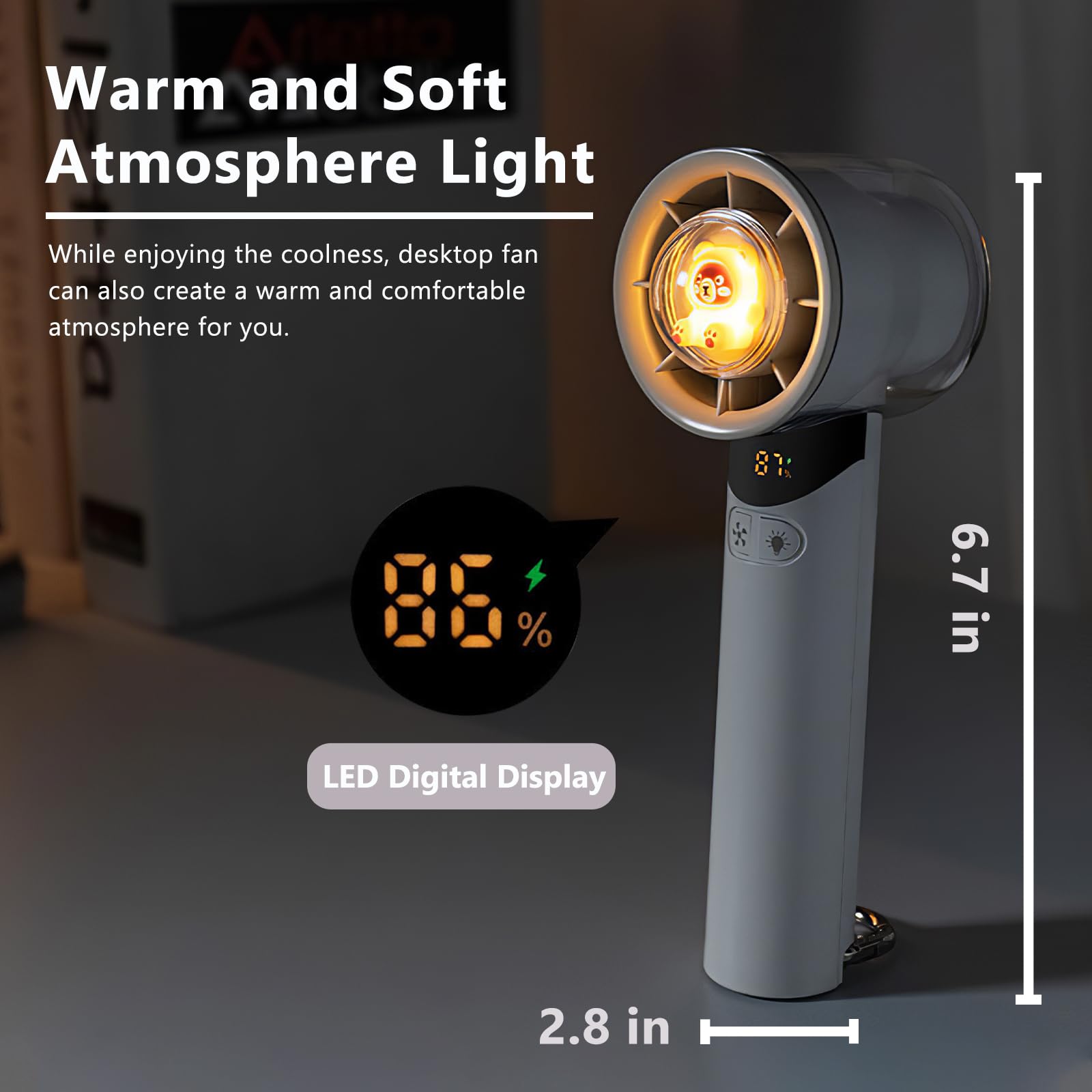 Portable Handheld Fan, Desktop Handheld Fan With Night Light Function, 100 Wind Speed Adjustable