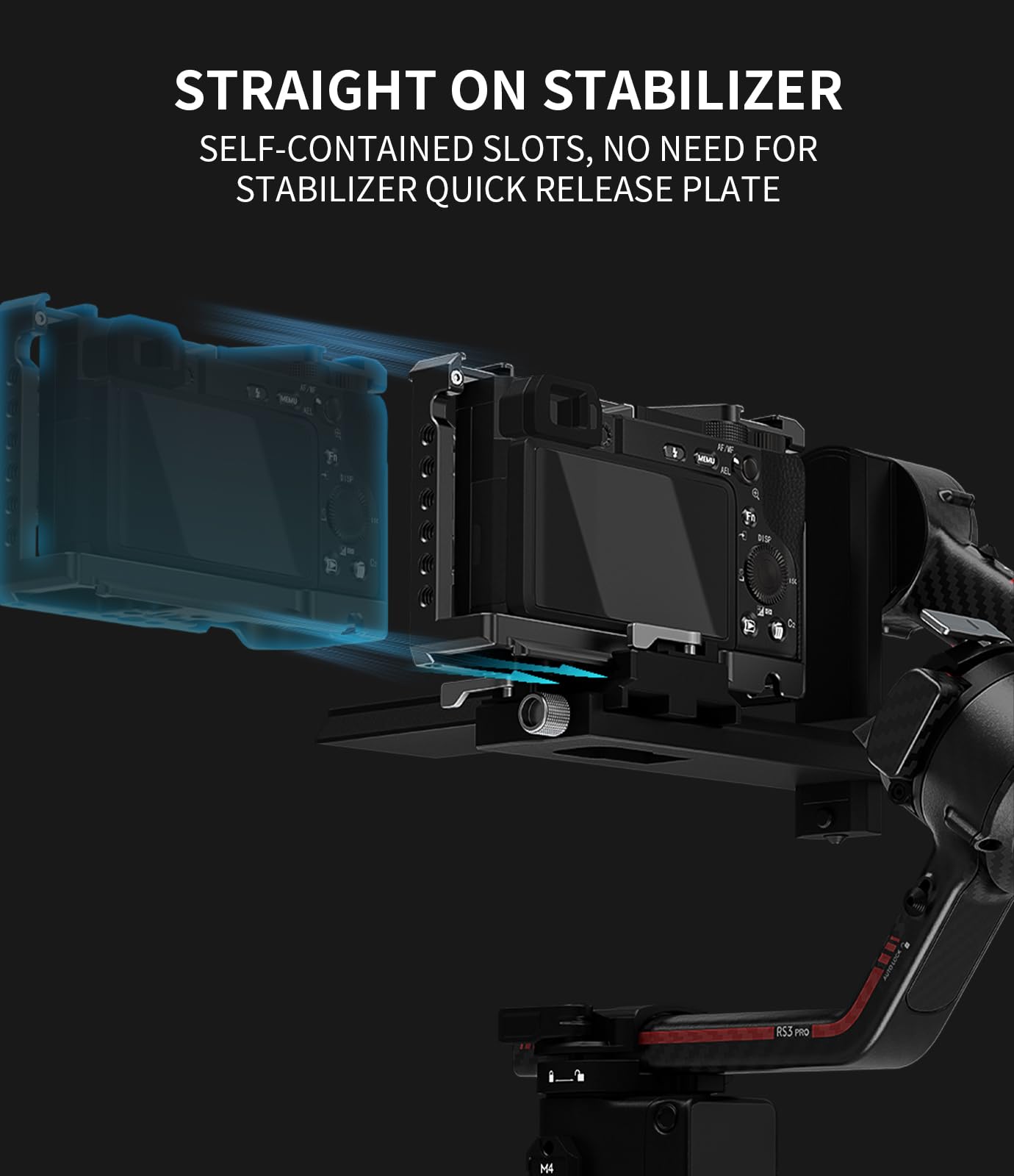 Linscaco Cage For Sony A6400/A6300/A6000/A6100, Video Stabilizer With 1/4"-20 & 3/8"-16 Threaded Holes, Arca-Swiss Compatible, Cold Shoe Mount, Aluminum Build