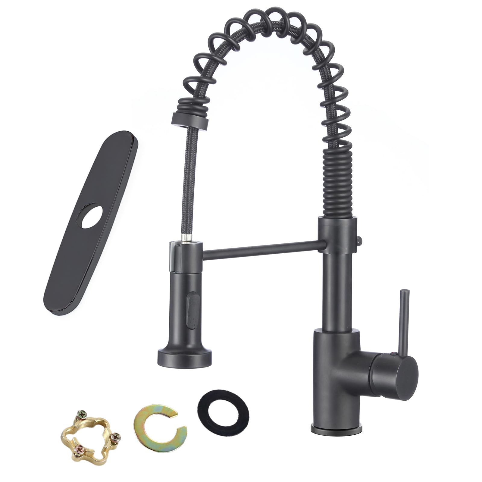 Cpbnorm Commercial Kitchen Faucet With Pull Down Sprayer Brass Cupc Single Handle Lever Spring Kitchen Sink Faucet Matte Black Cpbnorm