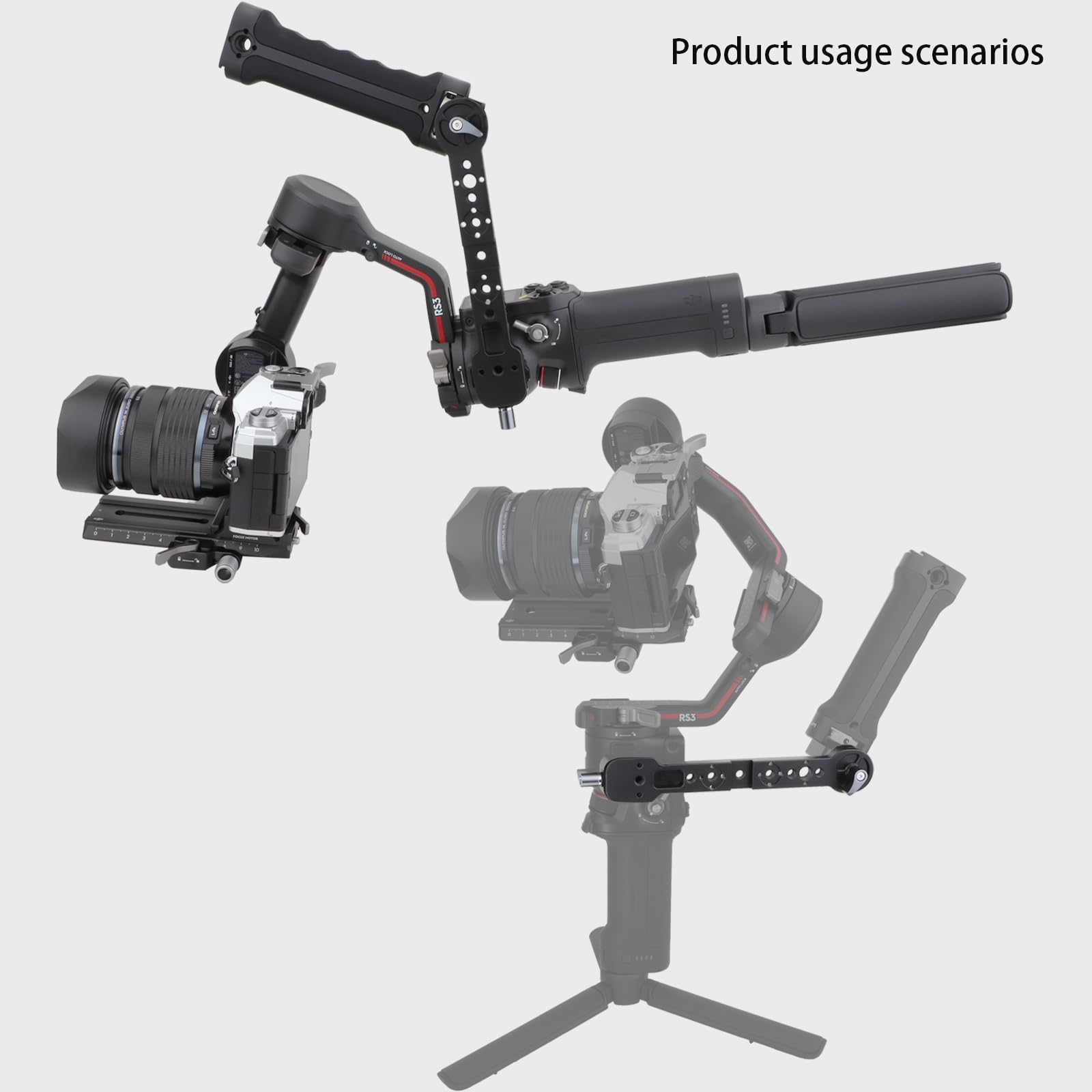 Leftfoto Gimbal Handgrip Mount Extension Bracket,Adjustable Extension Plate Compatible For Dji Ronin Dji Rs2/Rsc2/Rs3/Rs3Pro/Rs3 Mini Gimbal Stabilizer With Nato Clamp And Cold Shoe Mount