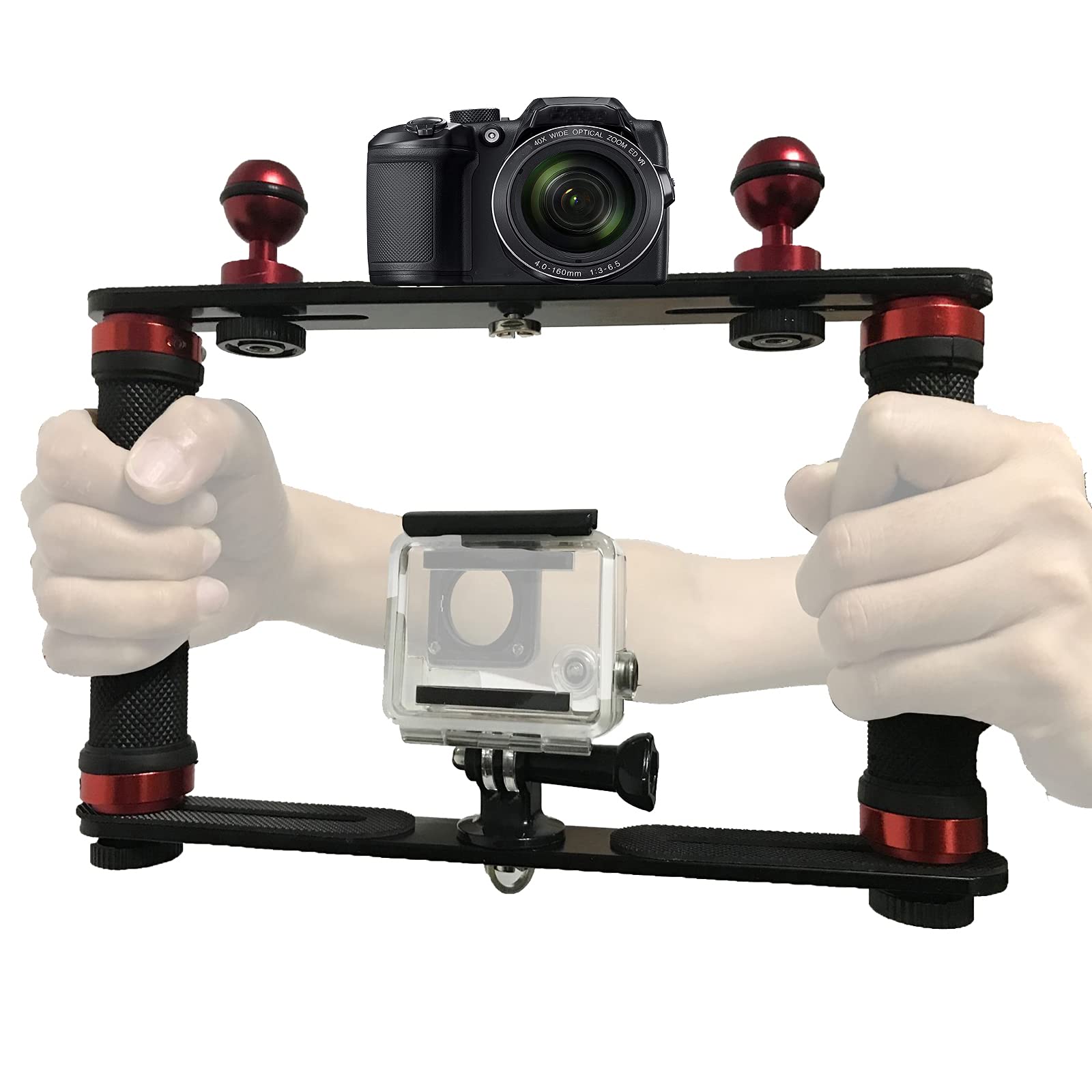 Pmsanzay Aluminium Alloy Underwater Lights Dive Light Video Light Stabilizer Tray Handheld Handle Stabilizer Support Bracket Camera Mount For Action Camera And Any Other Camera With 1/4 Inch Screw Hole