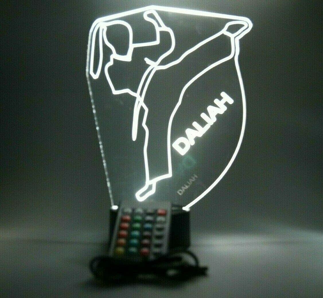Mirror Mania Karate Night Light Up Lamp Led Engraved Girl Karate Martial Arts Desk Lamp Custom Name Personalized Female Karate Do Table Lamp, With Remote, 16 Color Options, It'S Wow, Sports