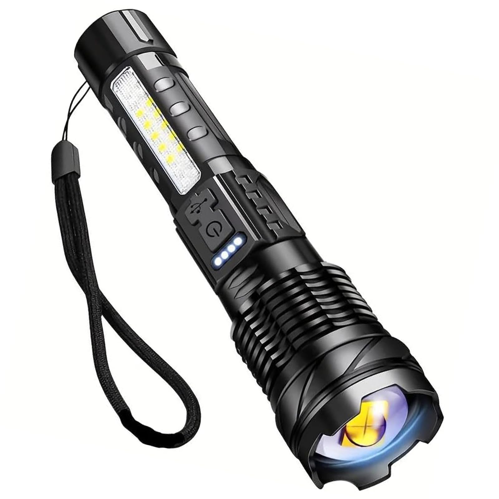Modoao Rechargeable Led Flashlight Zoomable Handheld Flashlight With 7 Modes Powerful Emergency Light Compact Design For Camping Hiking Outdoor Adventures