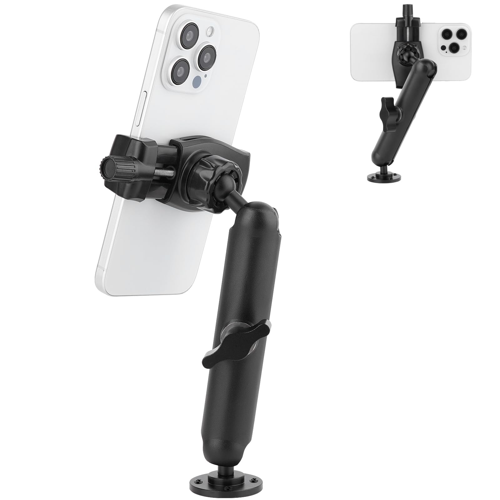 Mippko Wall Mount Phone Holder For Truck/Car/Boat/Wall/Desk,Compatible With 3.57.5 Inch Iphone/Nexus/Htc/Lg/Huawei/Smart Phones,360°Adjustment Aluminium Alloy Arm Drilling Base Mount