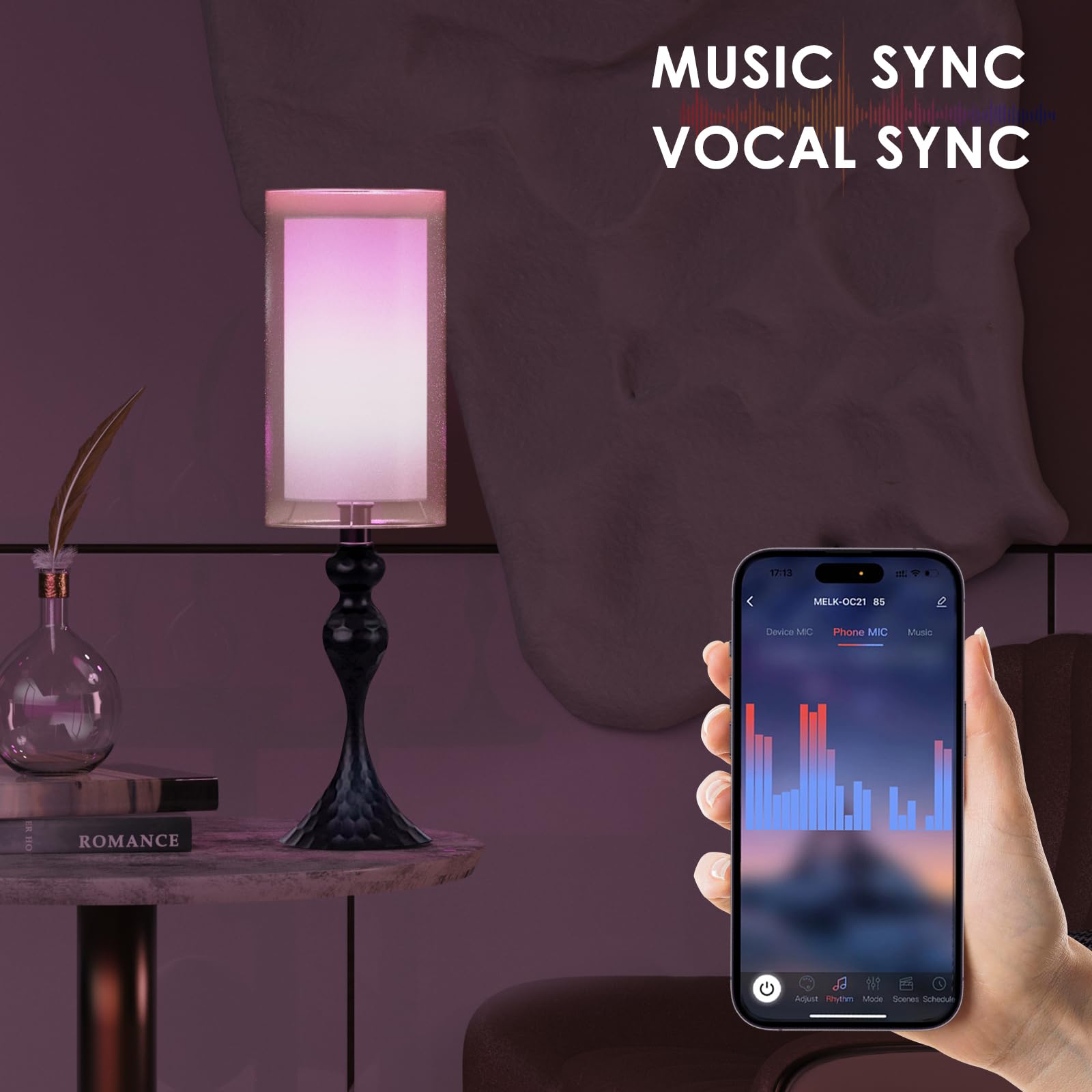 Nenrent Smart Table Lamp For Bedroom Set Of 2, Modern Bedroom Lamps For Nightstand, 72 Led Rgb Color Changing Bulb With App Control & Music Sync & Timer Bedside Lamp For Farmhouse Living Room Decor