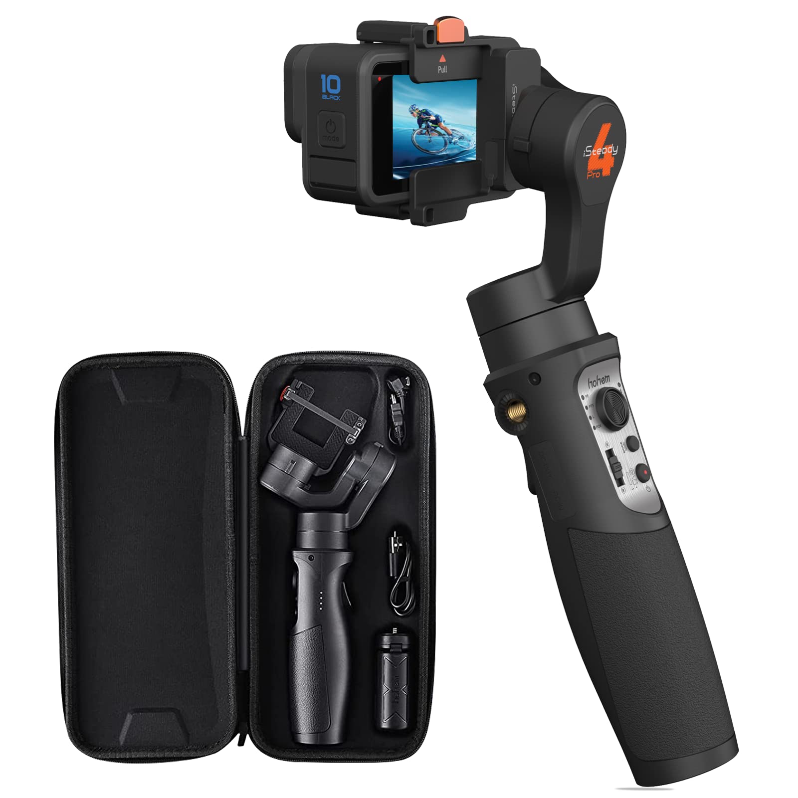 Hohem Isteady Pro 4 3-Axis Gimbal Stabilizer For Gopro Hero 11/10/9/8/7/6/5,Handheld Tripod Mount Compatible With Dji Osmo Action,Insta360 One R,Support Anti-Shake Wireless Control,Ipx4 Splash Proof