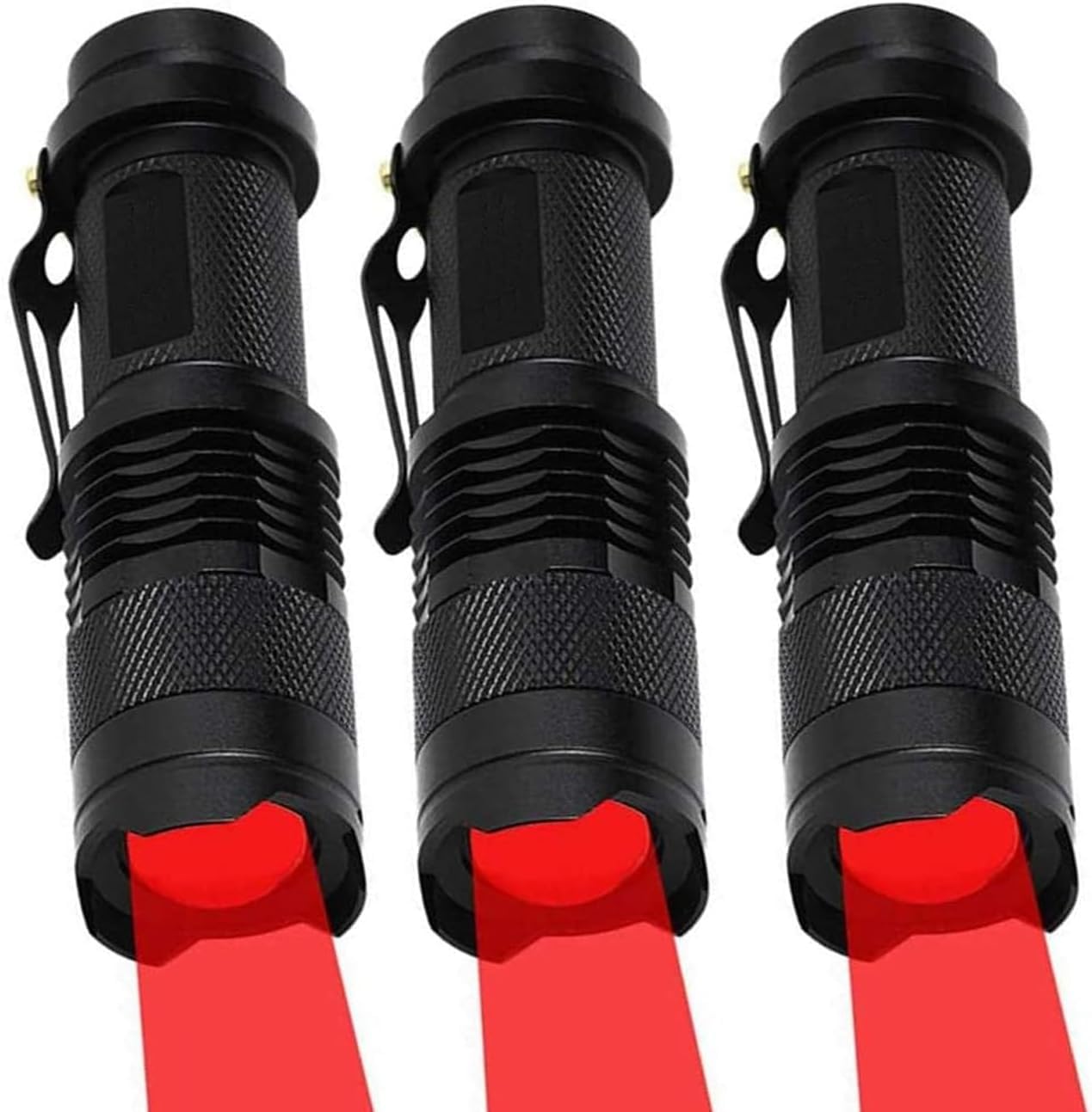 Souyos Red Light Flashlight Mini Red Led Light Zoomable Single Mode Red Light Torch For Hunting Night Observation Astronomy Aviation, 3 Pack
