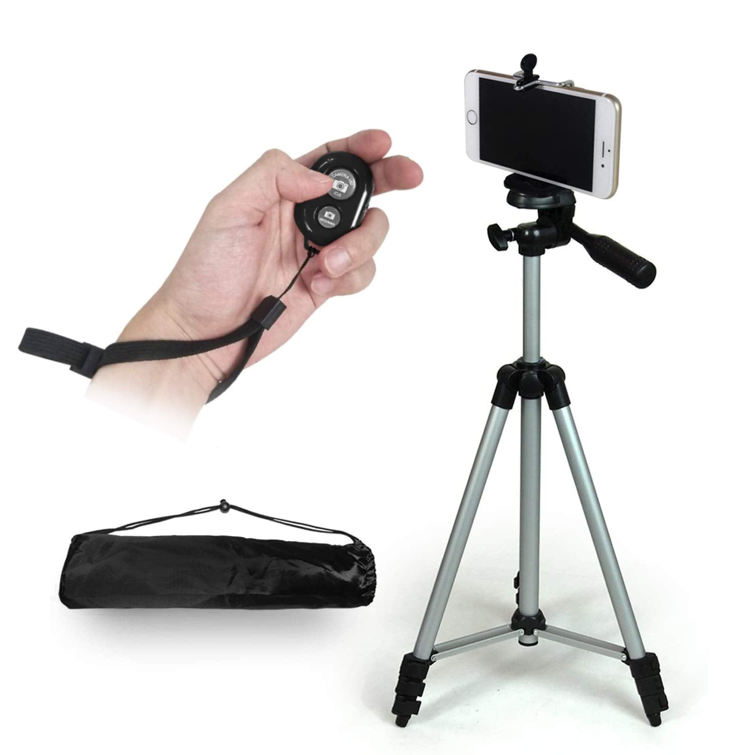 Ls Limo Studio Limostudio Limostudio Height 50" Adjustable Tripod Stand For Dslr Camera And Cellphone With Bluetooth Camera Shutter Remote Control, Monopod Tripod Mount Clip Cell Phone Holder, And Carry Bag, Agg2665